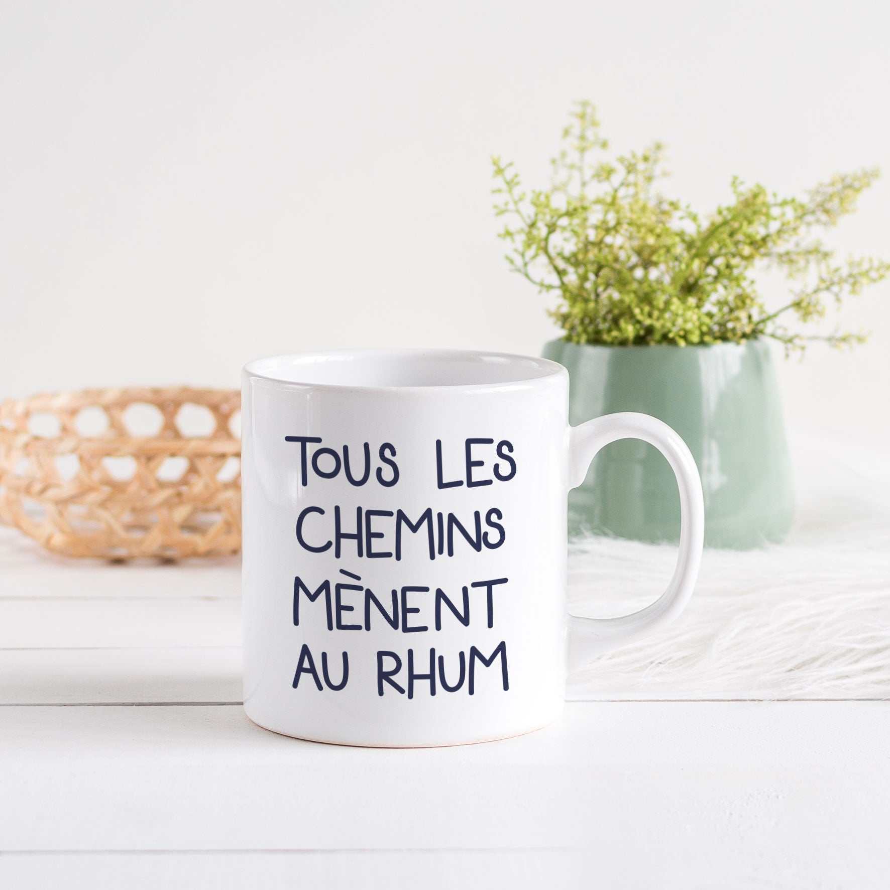 Juste Un T-shirt Mugs Tous les chemins mènent au rhum mug humour