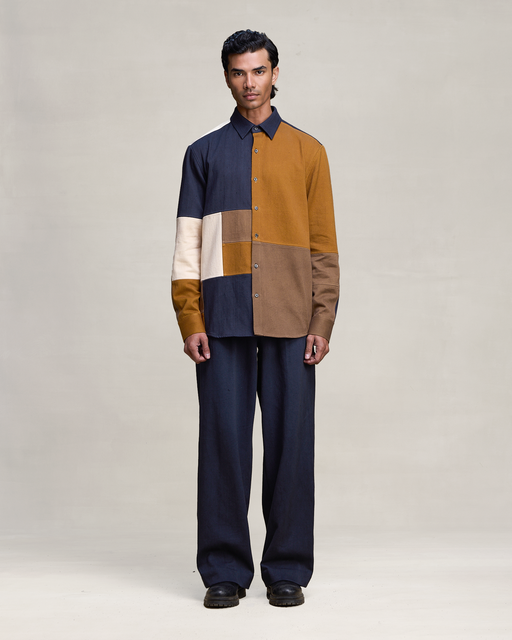 COUNTRYMADE Foundry PATCHWORK BOUND SHIRT chemise patchwork décontractée