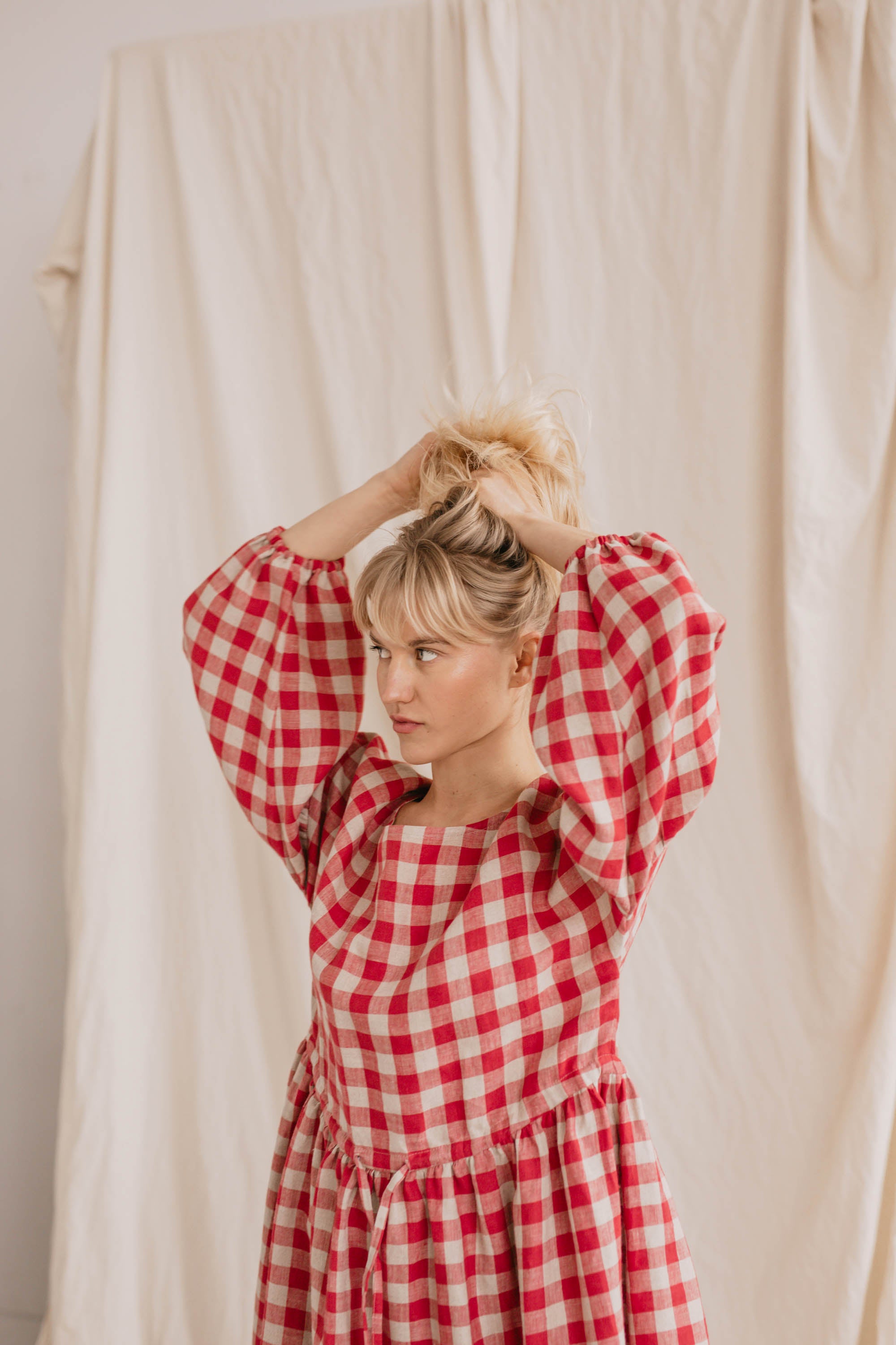 Laumė linen Linen Dresses Rugilė robe en lin à carreaux