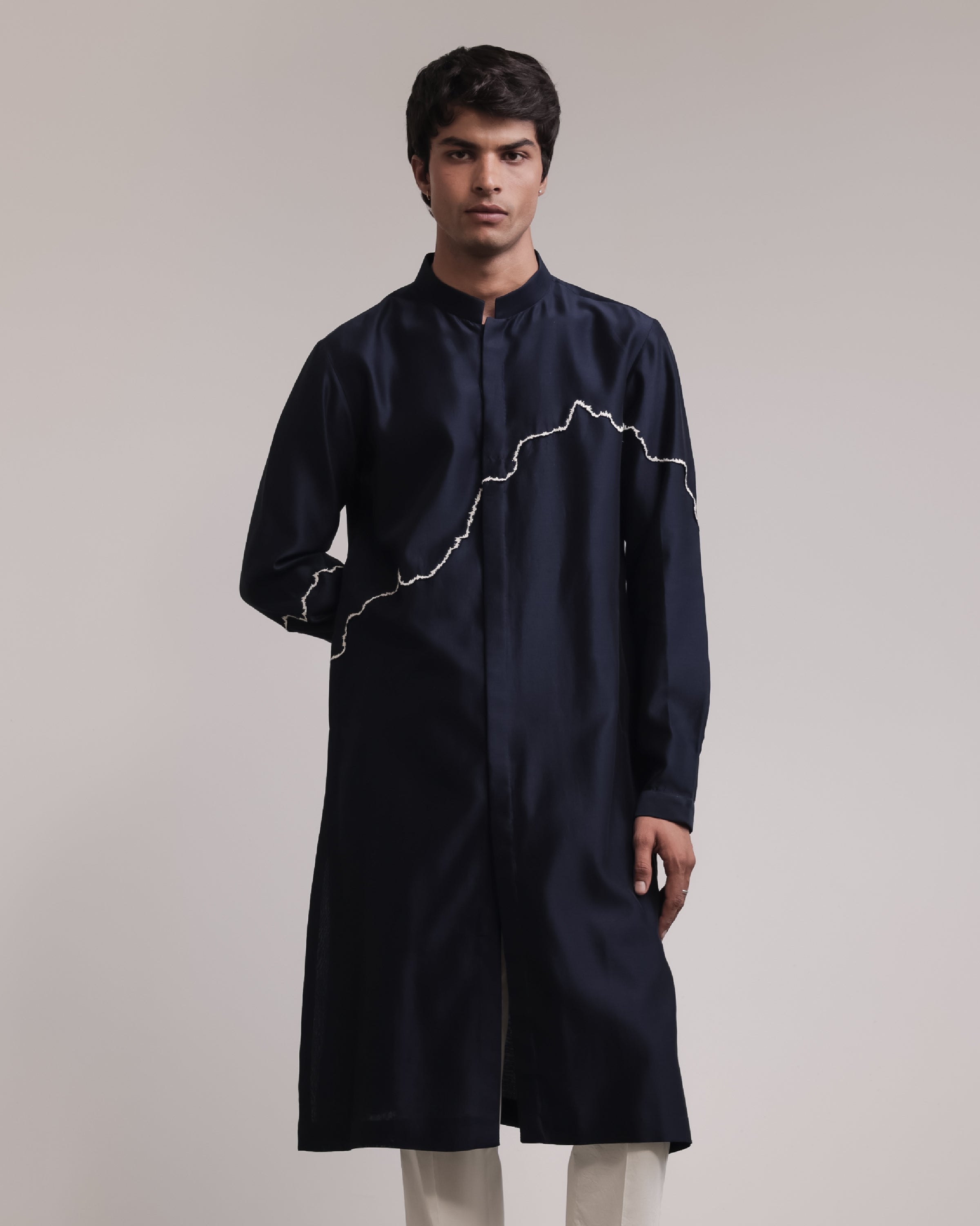 COUNTRYMADE Kurtas Fractured Lines Front-Open Kurta Set ensemble kurta soie