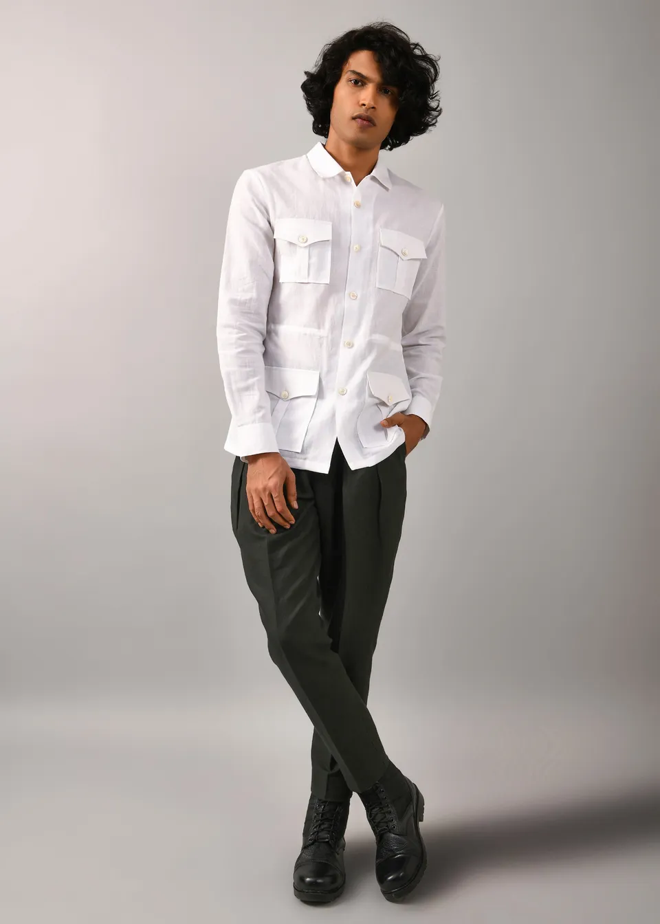 COUNTRYMADE Shirts Classic Safari Shirt chemise blanche coton lin