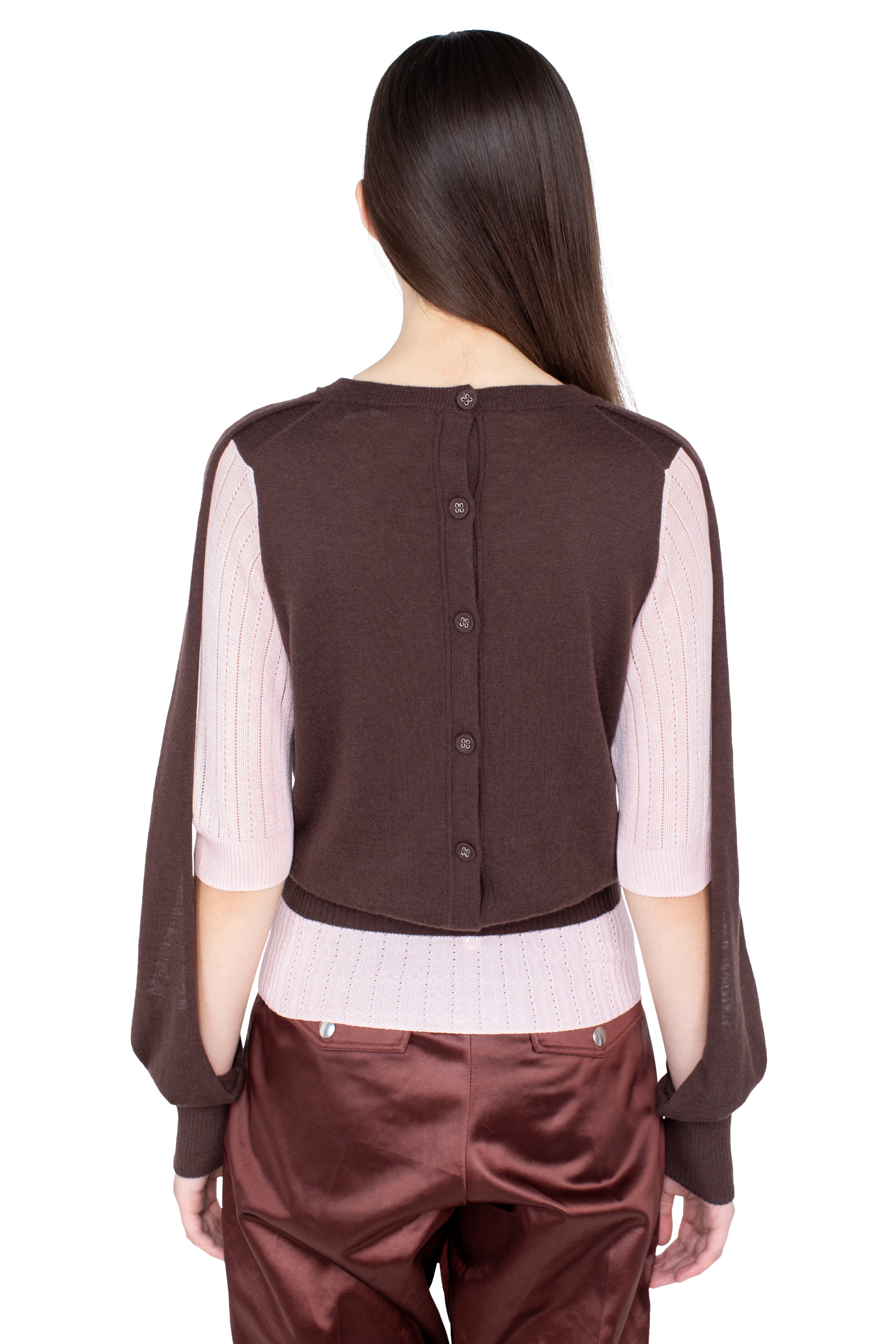 Kiko Kostadinov Knitwear CORELLA Double Sleeve Jumper pull Mahogany