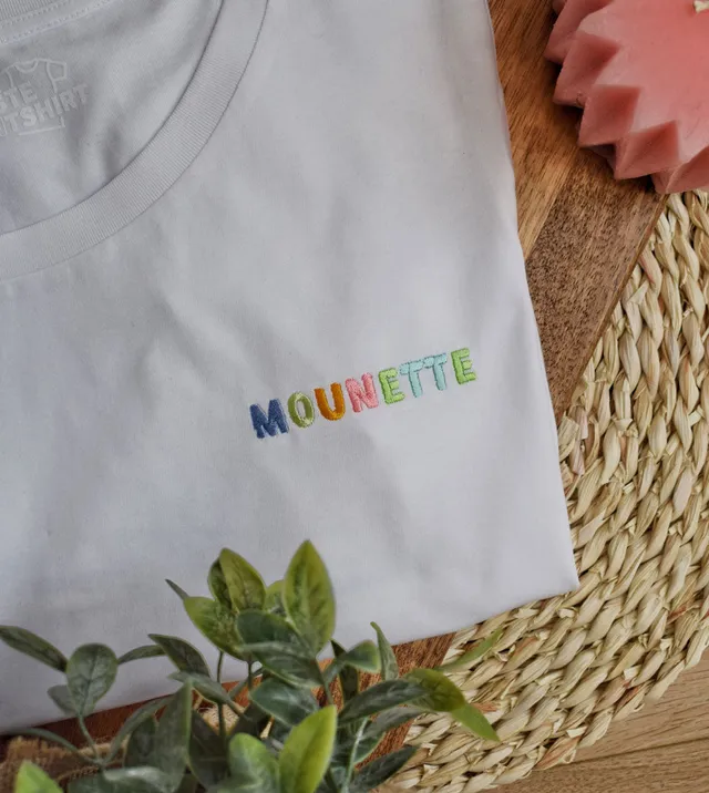 Juste Un T-shirt T-shirts Brodés Mounette t-shirt brodé blanc