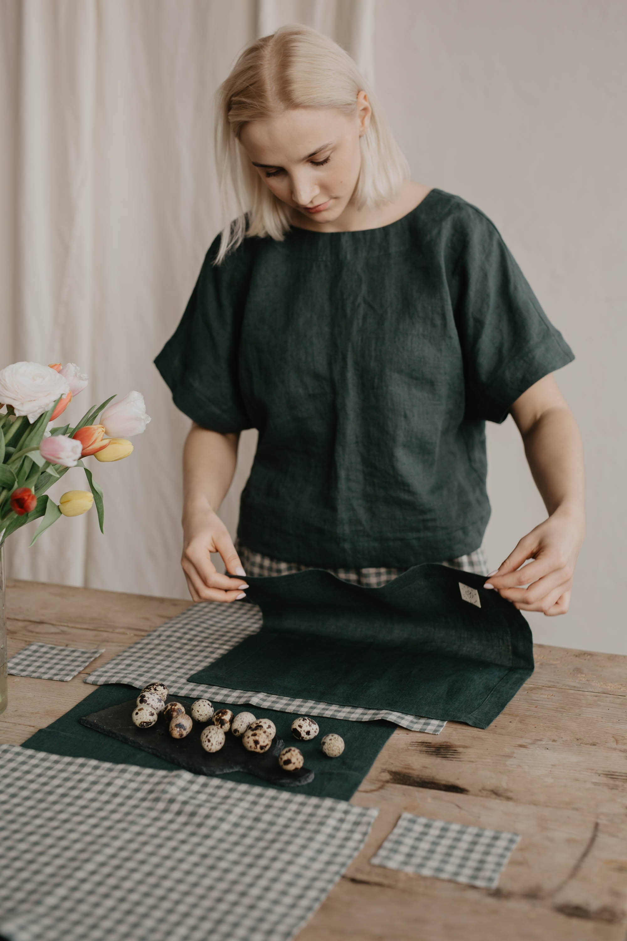 Laumė linen Linen Tops Vytė top en lin blanc crème
