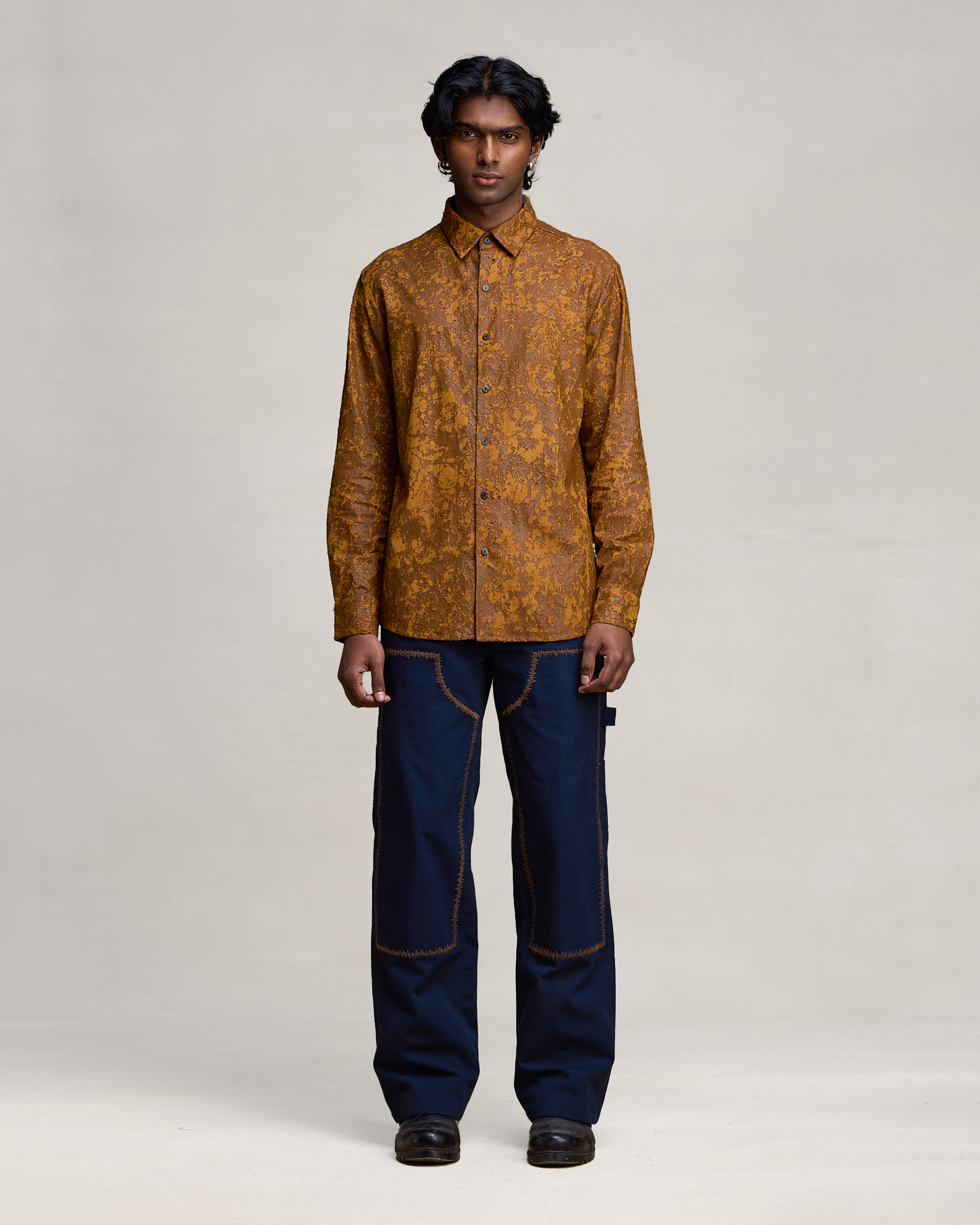 COUNTRYMADE Shirts Mineral Corroded Ochre chemise ocre en coton twill