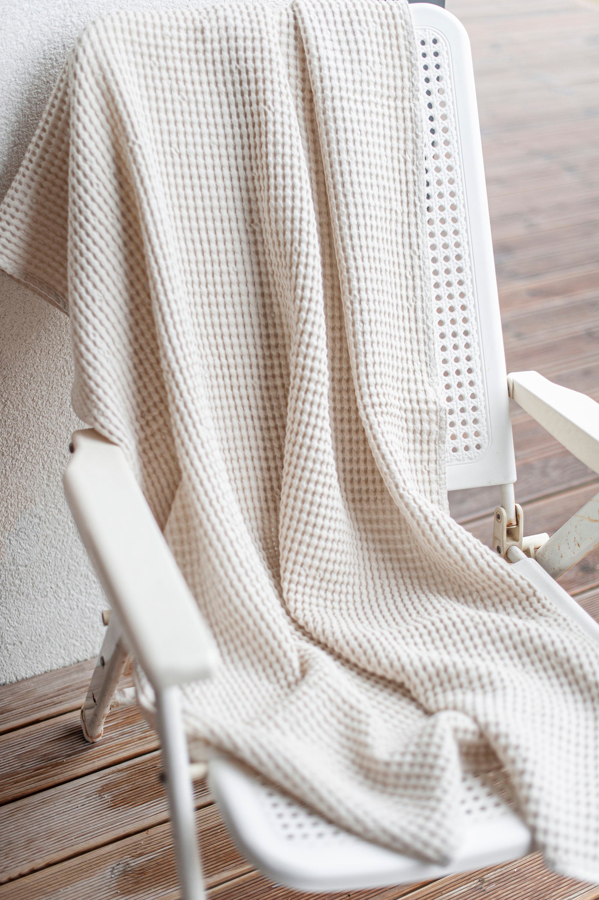 Laumė linen Home Edit lot de serviettes nid d’abeille lin coton crème
