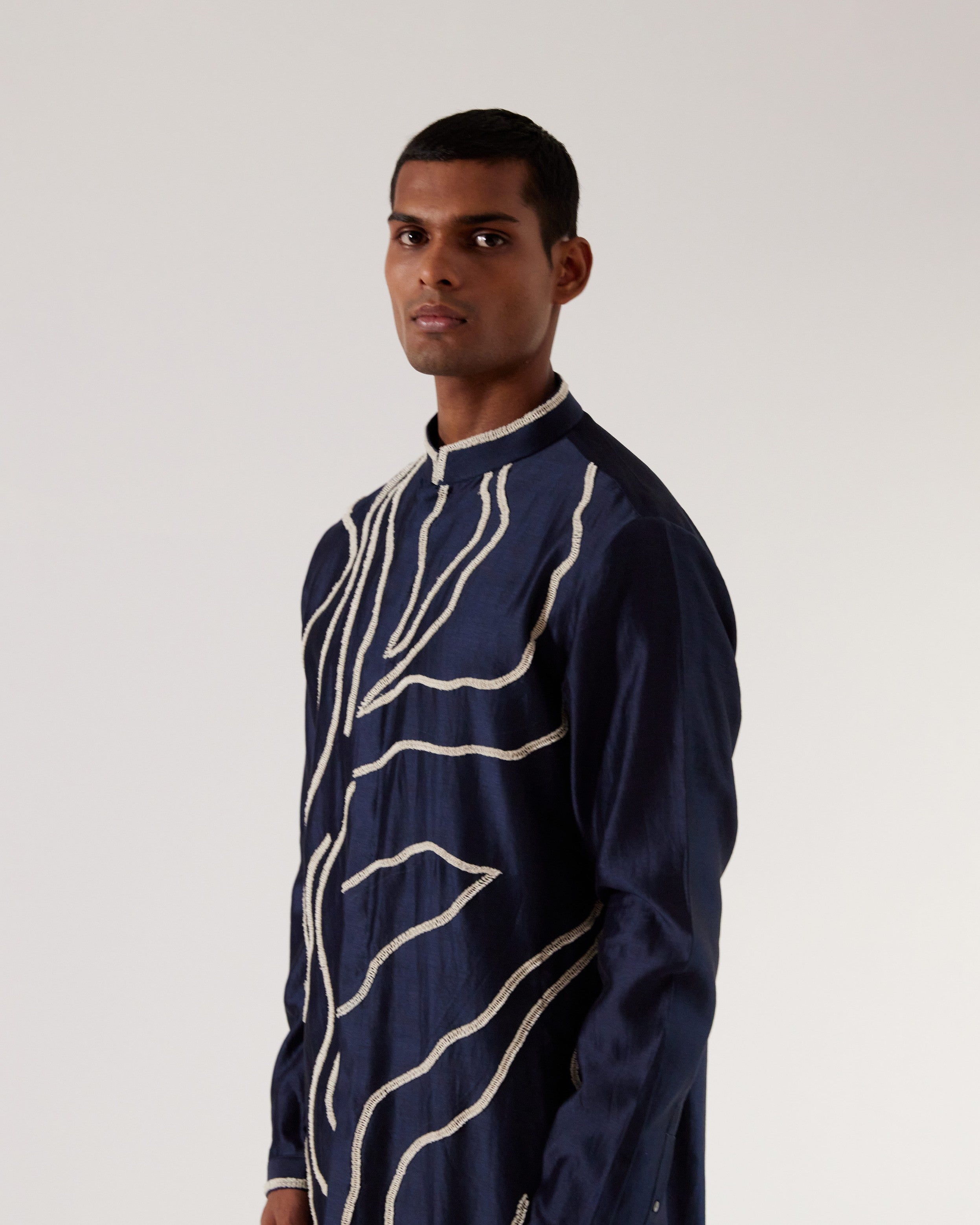 COUNTRYMADE Kurtas DNA Front Open Kurta Set ensemble kurta bleu marine