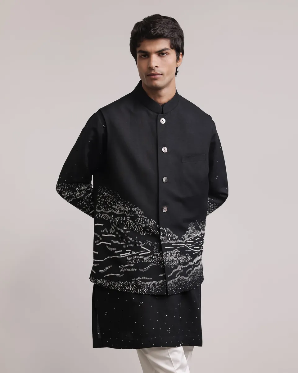 COUNTRYMADE Nehru Jackets Pathfinder Bundi Kurta Set ensemble XS lin