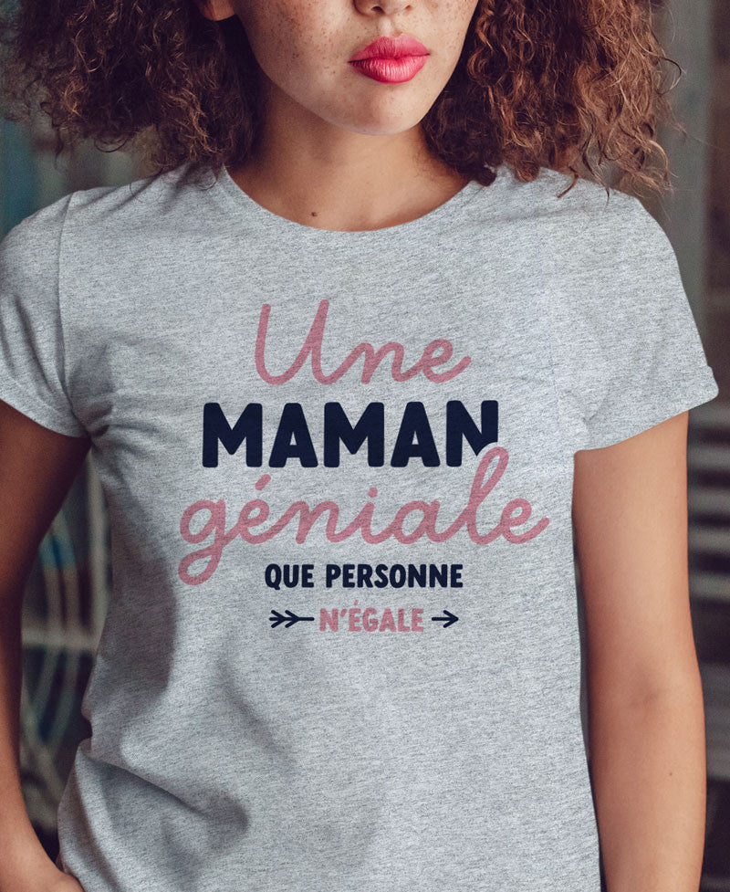 Juste Un T-shirt T-shirts Imprimés Une maman géniale t-shirt femme blanc