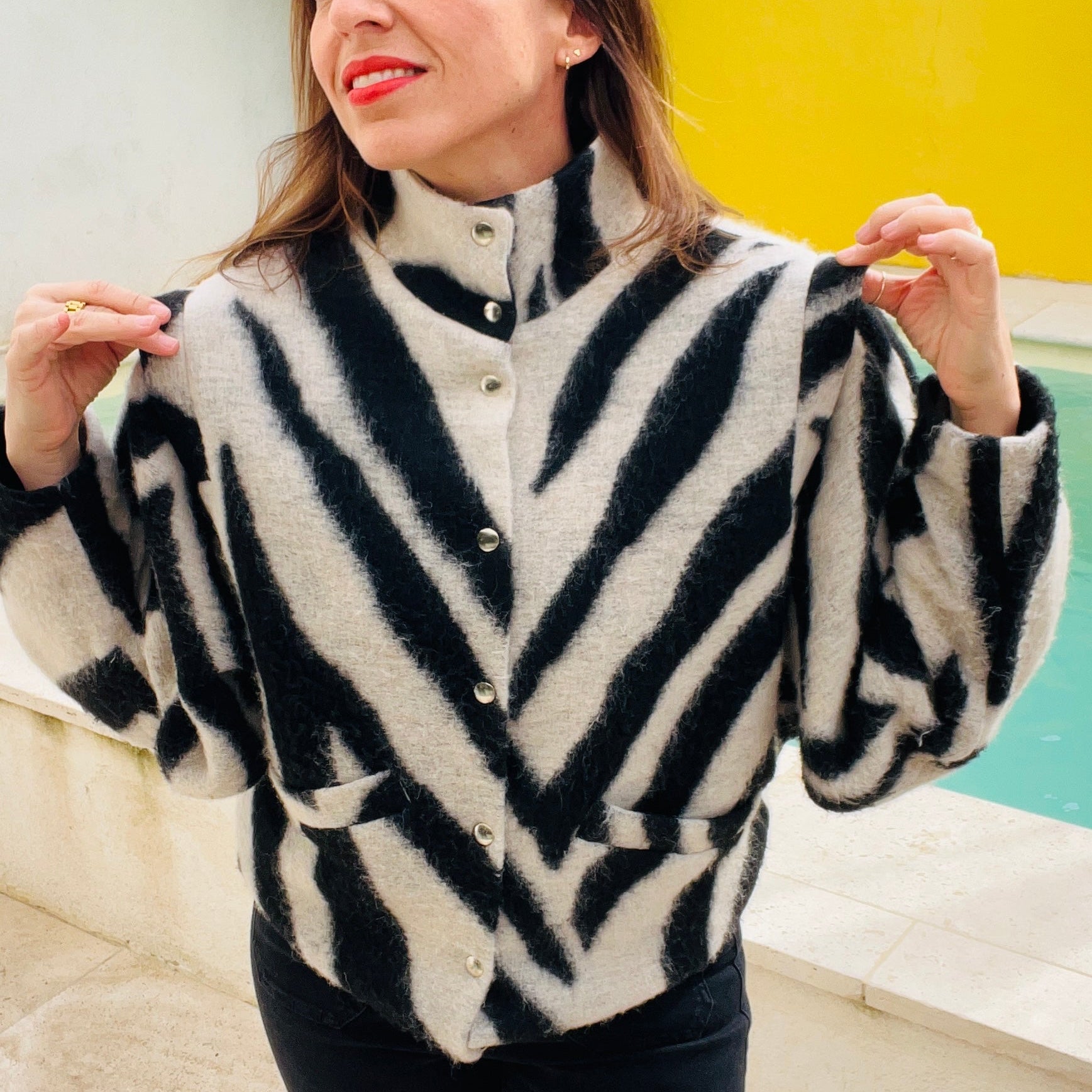 PANTRUCHE Vestes MOON blouson zèbre en laine doublé