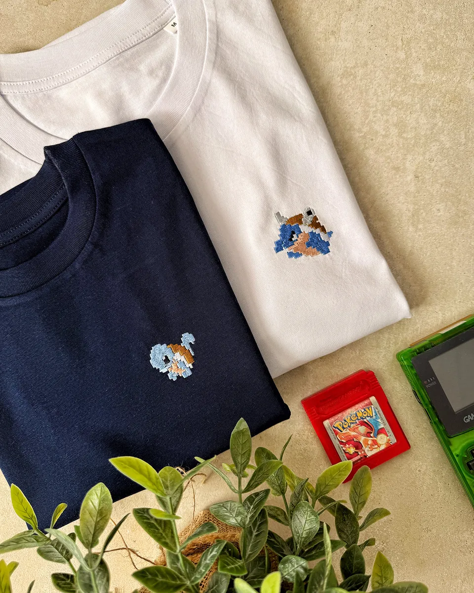 Juste Un T-shirt T-shirts Brodés Coffret T-shirt brodé Papa Carapuce t-shirts papa enfant