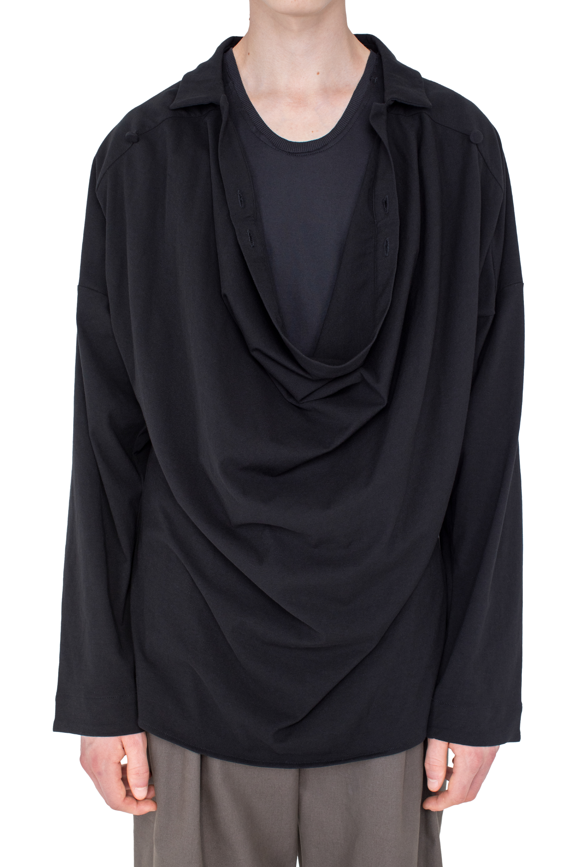 Kiko Kostadinov Shirts ISKAR Drape Shirt chemise noire en jersey