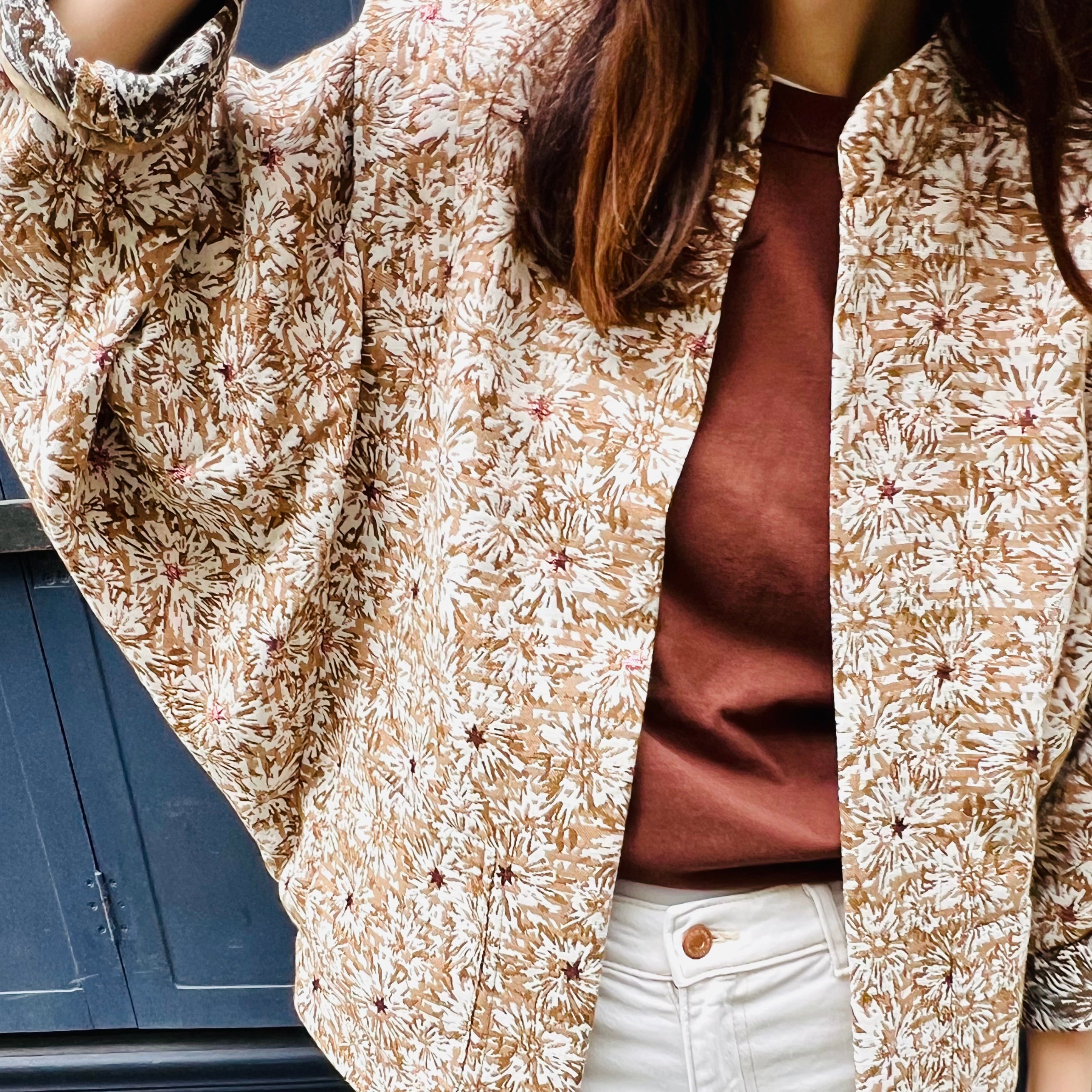 PANTRUCHE Vestes Veste CALI veste taupe en coton jacquard