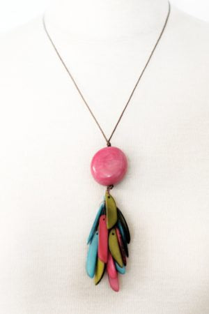 Tagua and Co Pendentif Laminillas ivoire végétal rouge