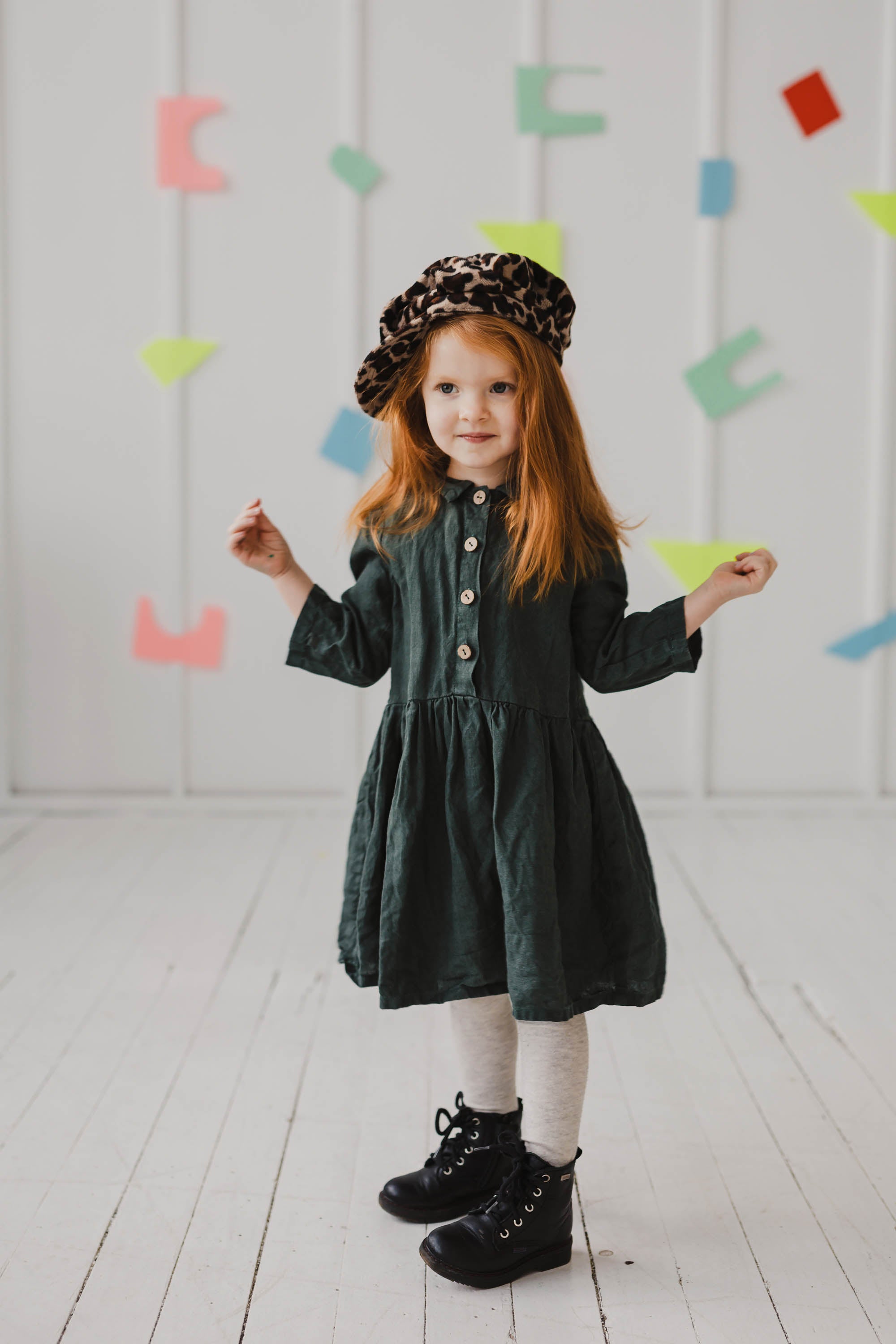 Laumė linen Kids Clothing MEDEINA robe fille en lin 2 ans coloris avoine