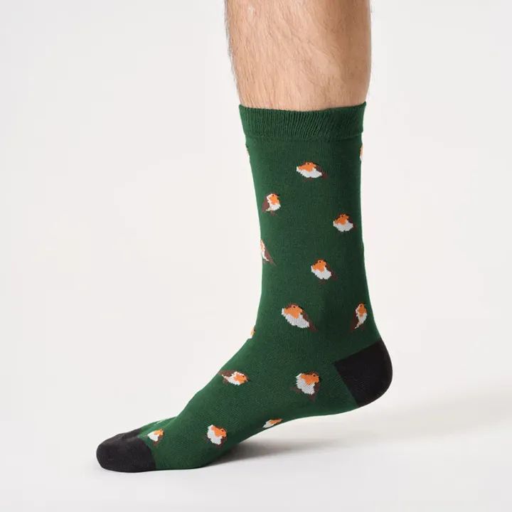 Sourire Multicolore Chaussettes homme rouge-gorge boîte cadeau