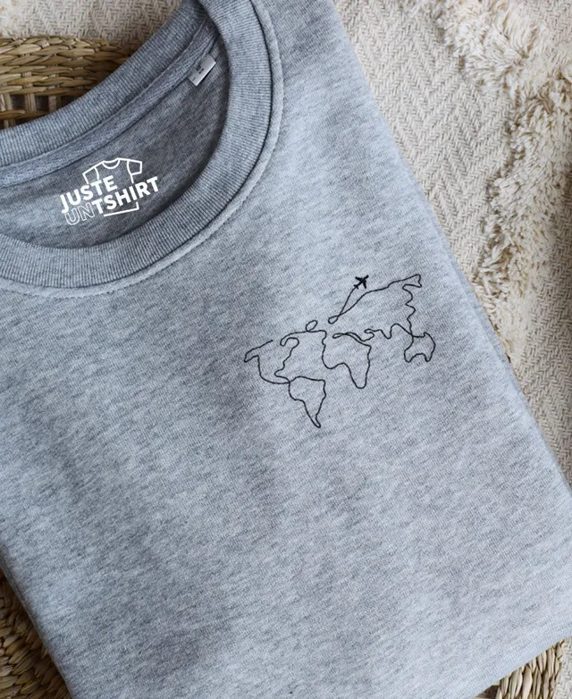 Juste Un T-shirt Sweats Brodés Tour du monde sweat brodé voyage