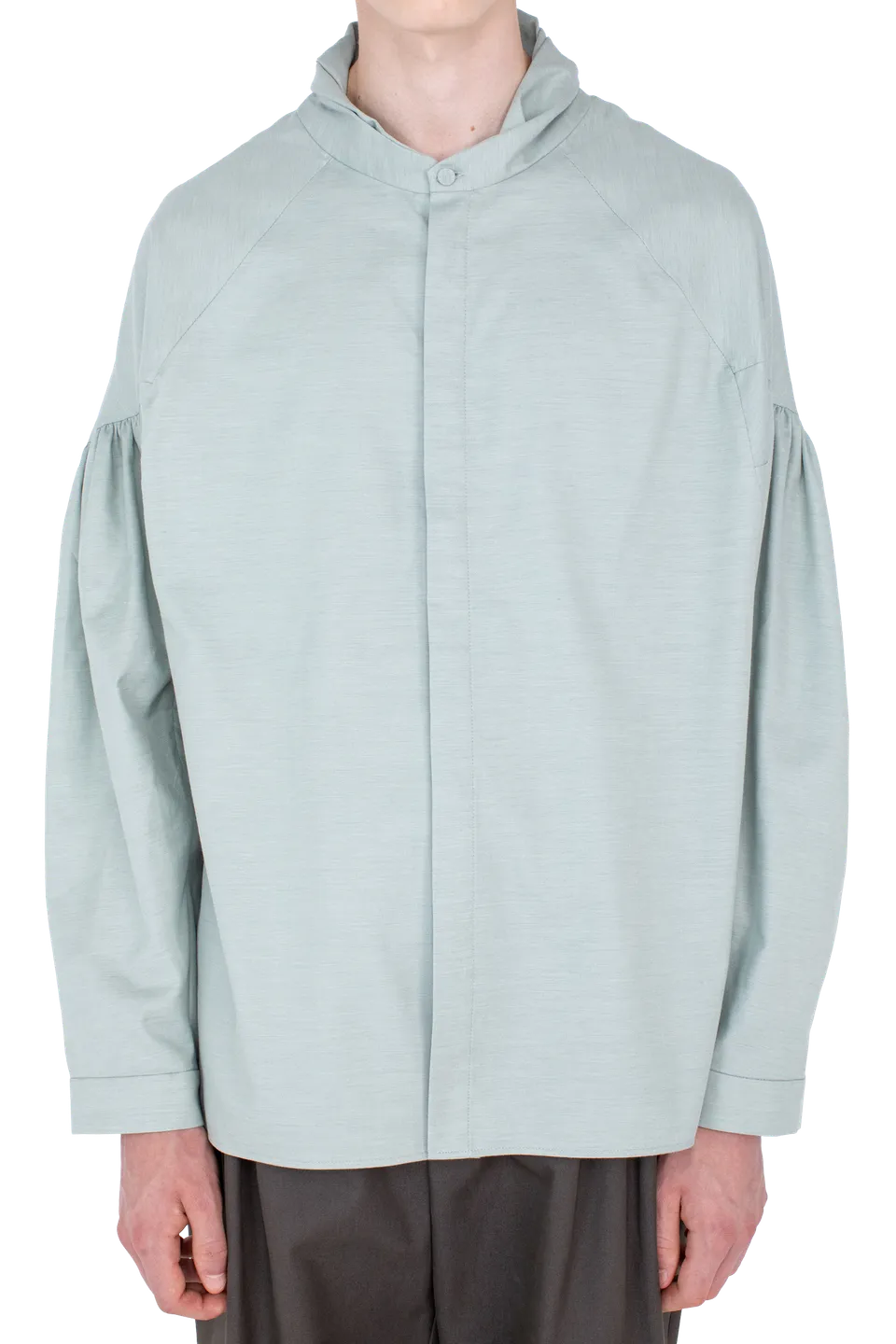 Kiko Kostadinov Shirts EVERS Pleated Shirt chemise Soft Green coton cachemire