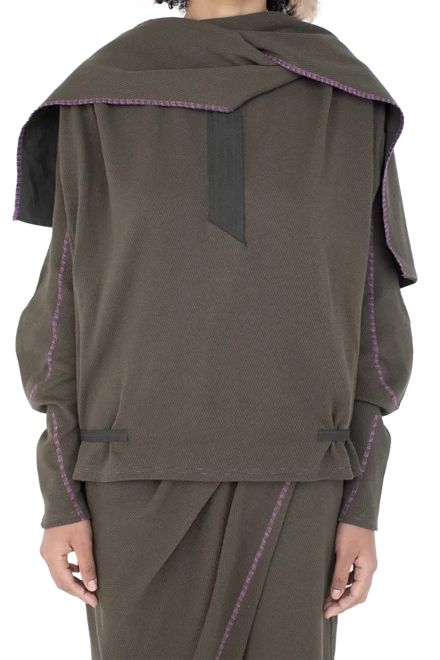 Kiko Kostadinov Tops PETREL Hooded Pullover pull Cedar Green coton