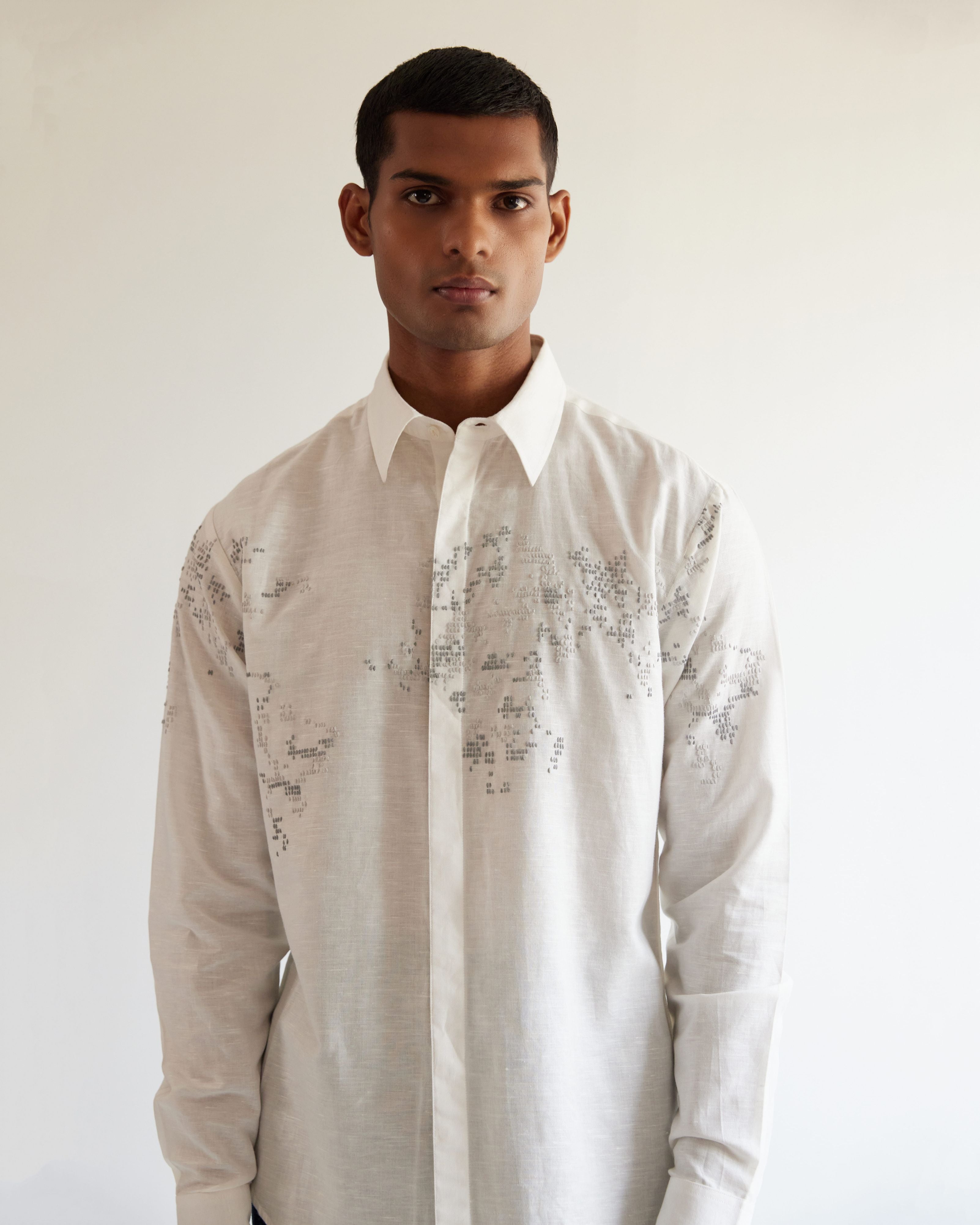 COUNTRYMADE Shirts World Map Shirt chemise ivoire brodée