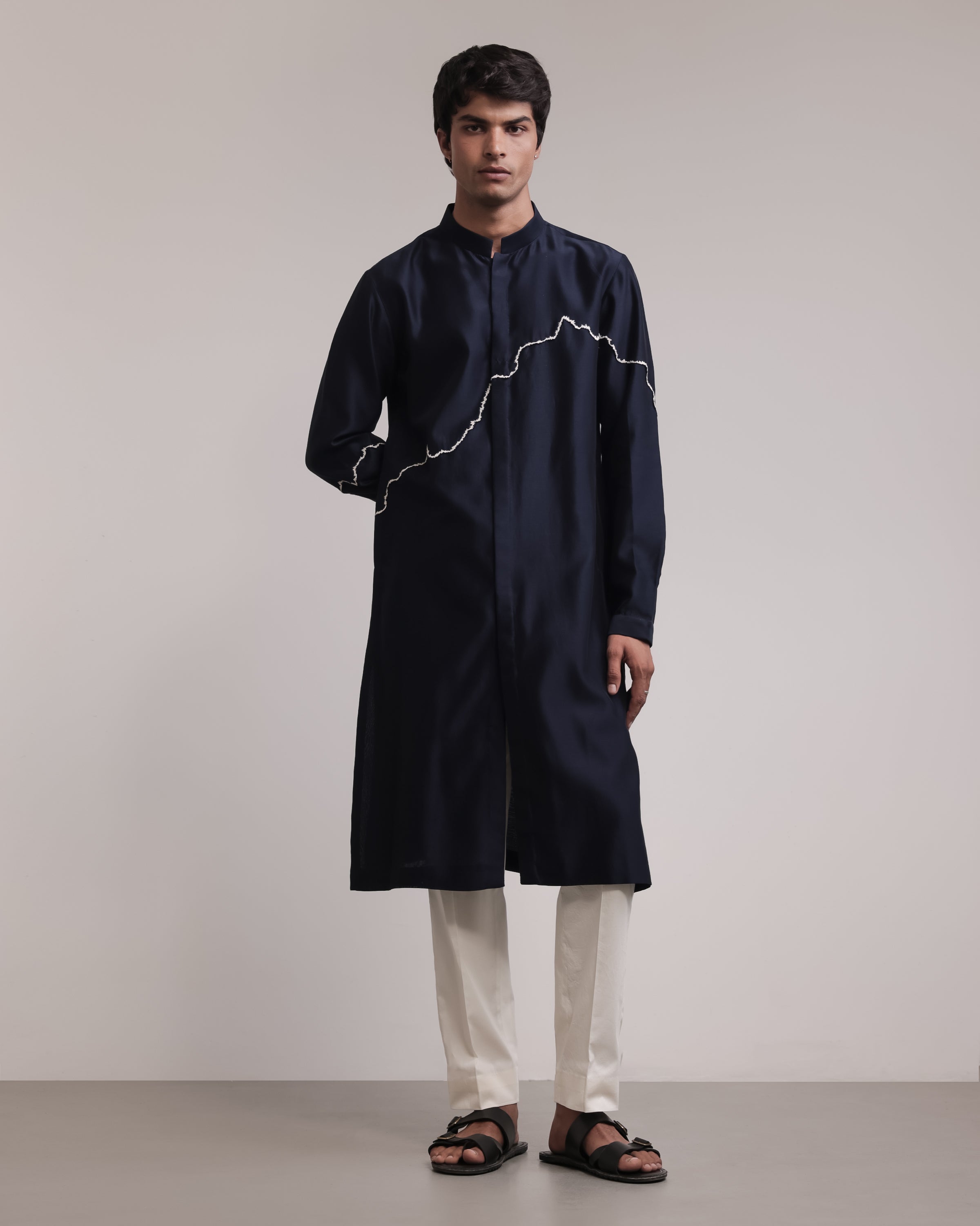 COUNTRYMADE Kurtas Fractured Lines Front-Open Kurta Set ensemble kurta soie