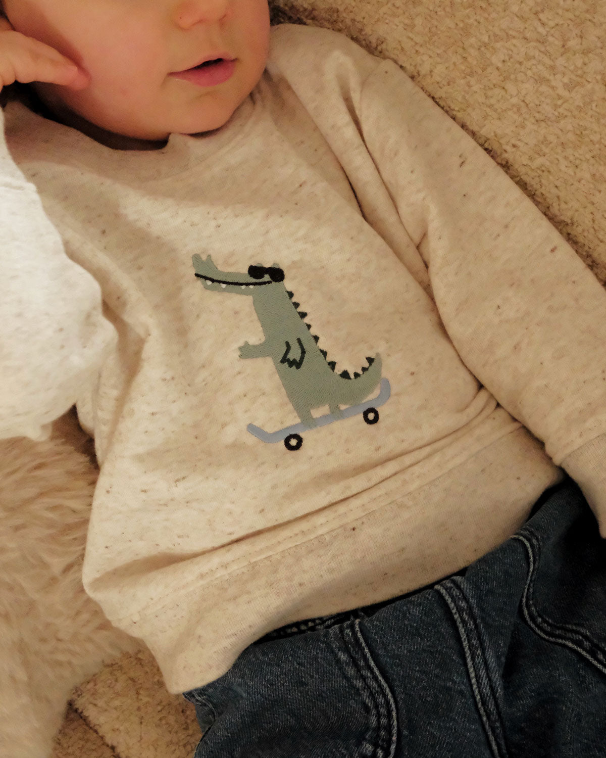 Juste Un T-shirt Bébé CroCroDile sweat brodé coton biologique