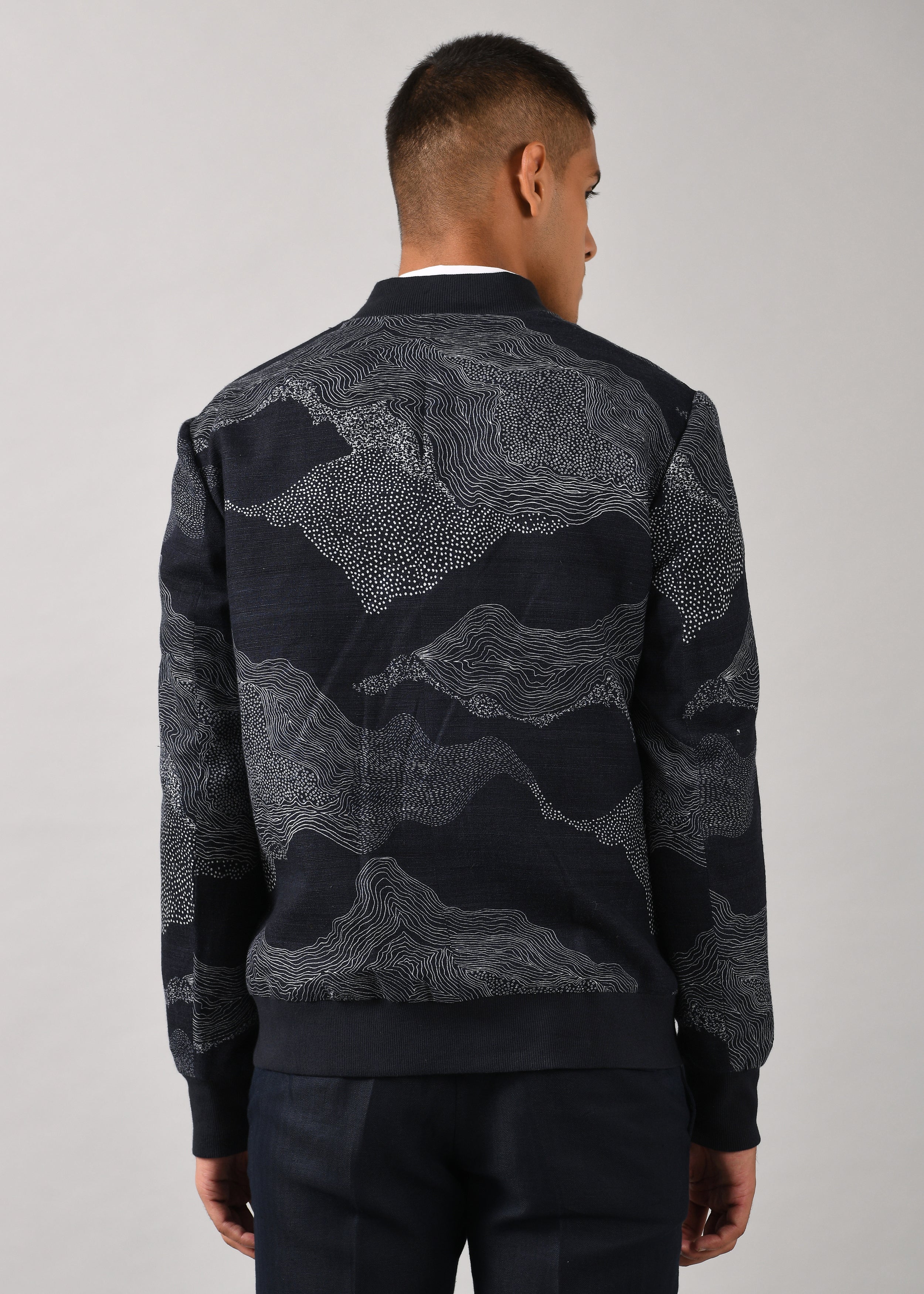 COUNTRYMADE Jackets Cloud Print Bomber bomber bleu marine coton soie