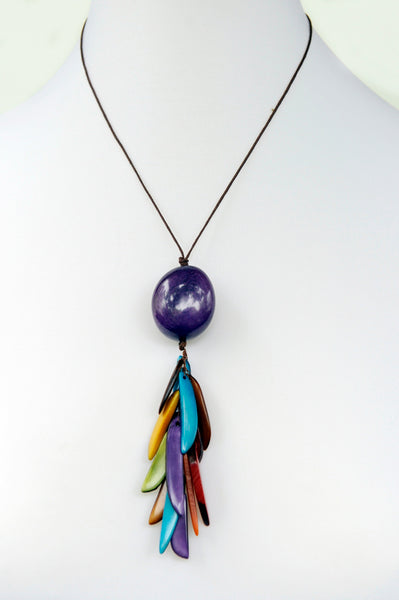 Tagua and Co Pendentif Laminillas ivoire végétal rouge