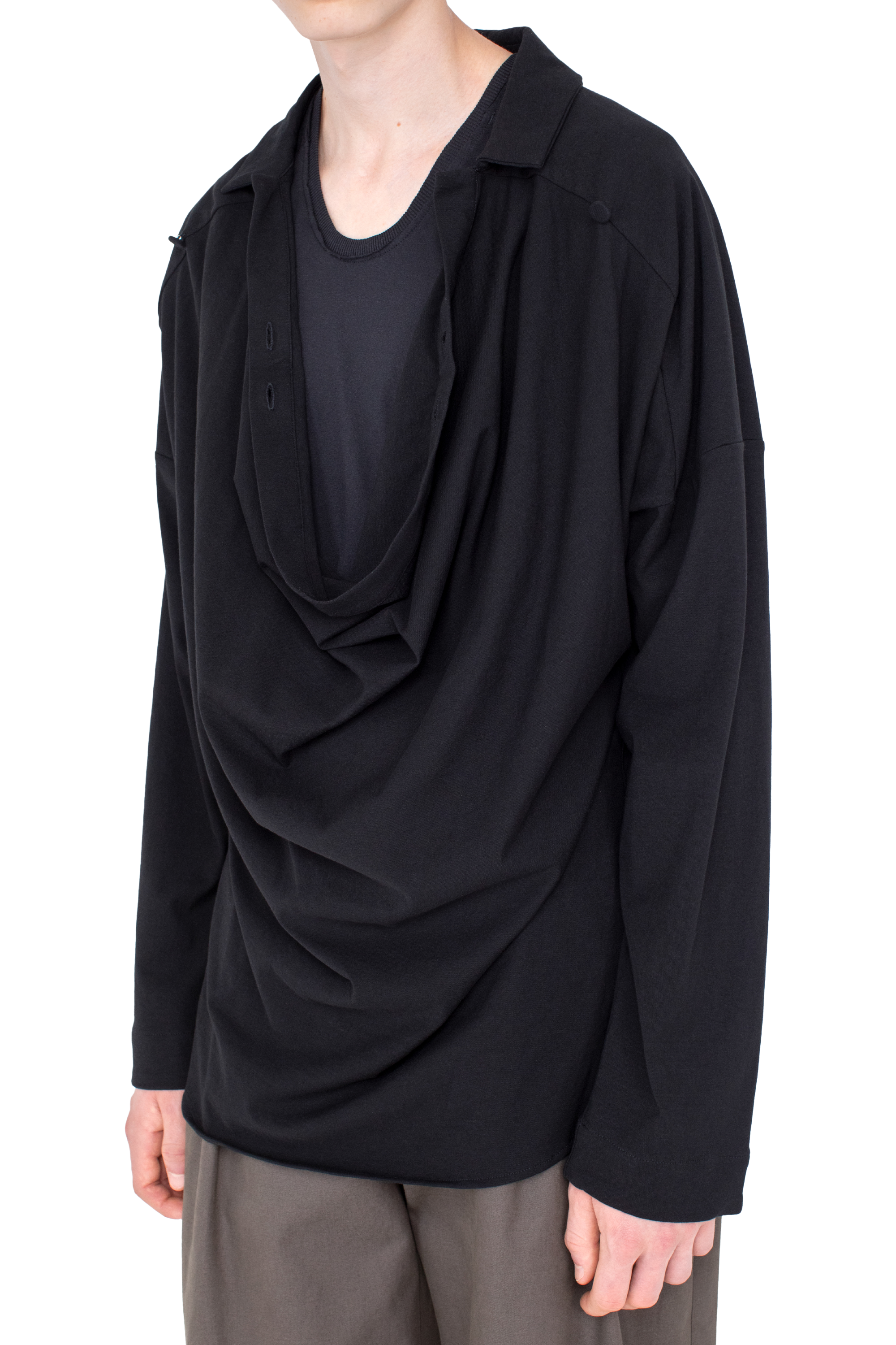 Kiko Kostadinov Shirts ISKAR Drape Shirt chemise noire en jersey