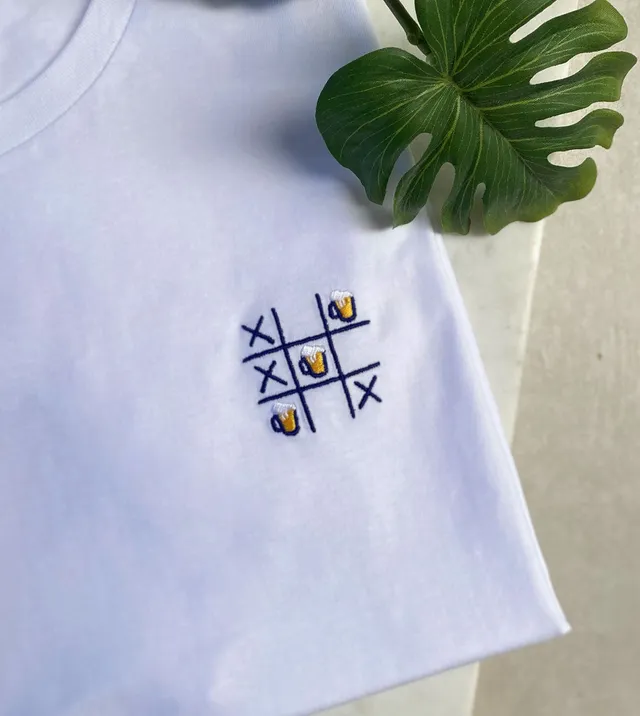 Juste Un T-shirt T-shirts Brodés Morpion Bière t-shirt brodé S blanc coton bio
