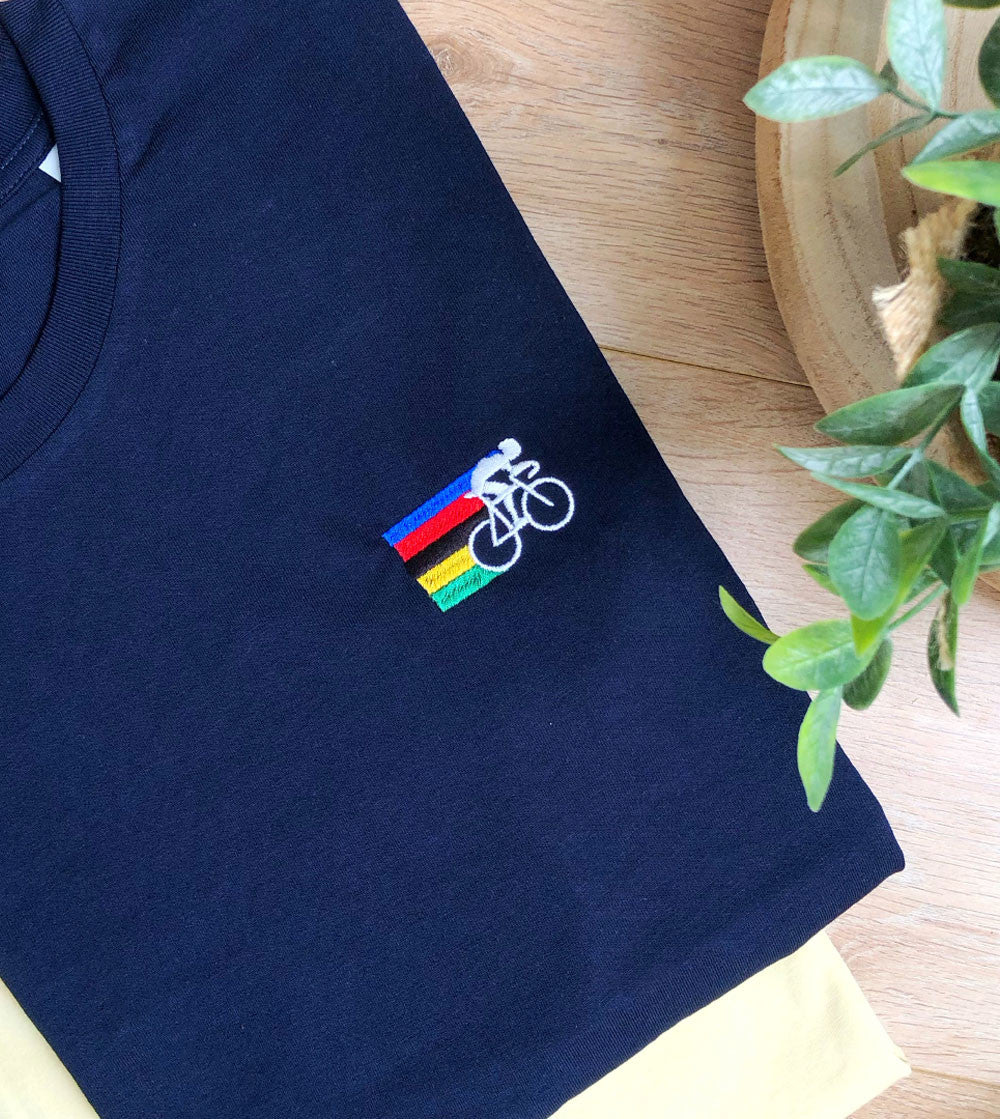 Juste Un T-shirt T-shirts Brodés Cycliste t-shirt brodé blanc vélo