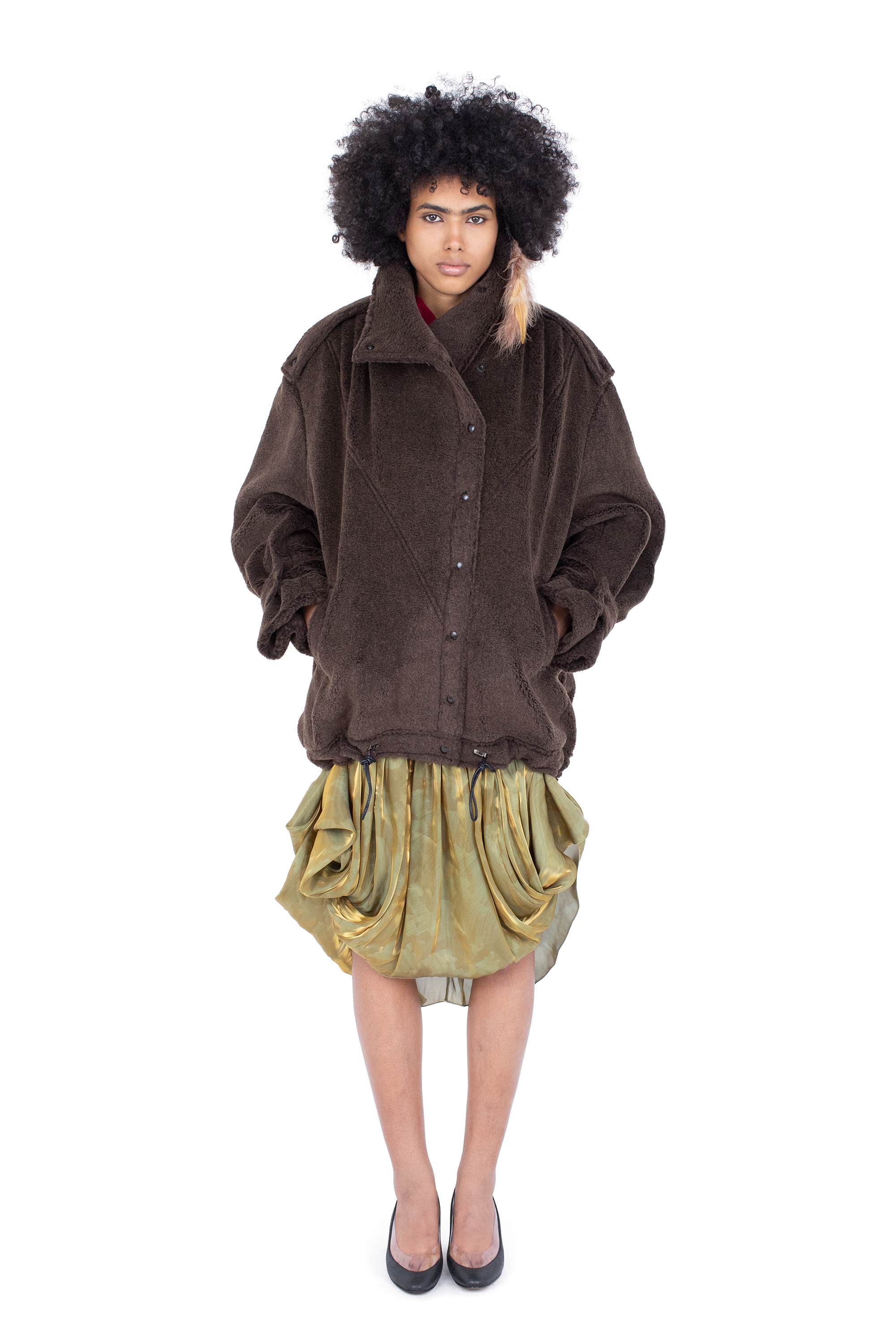 Kiko Kostadinov Outerwear WREN Pleated Coat manteau taupe oversize en laine