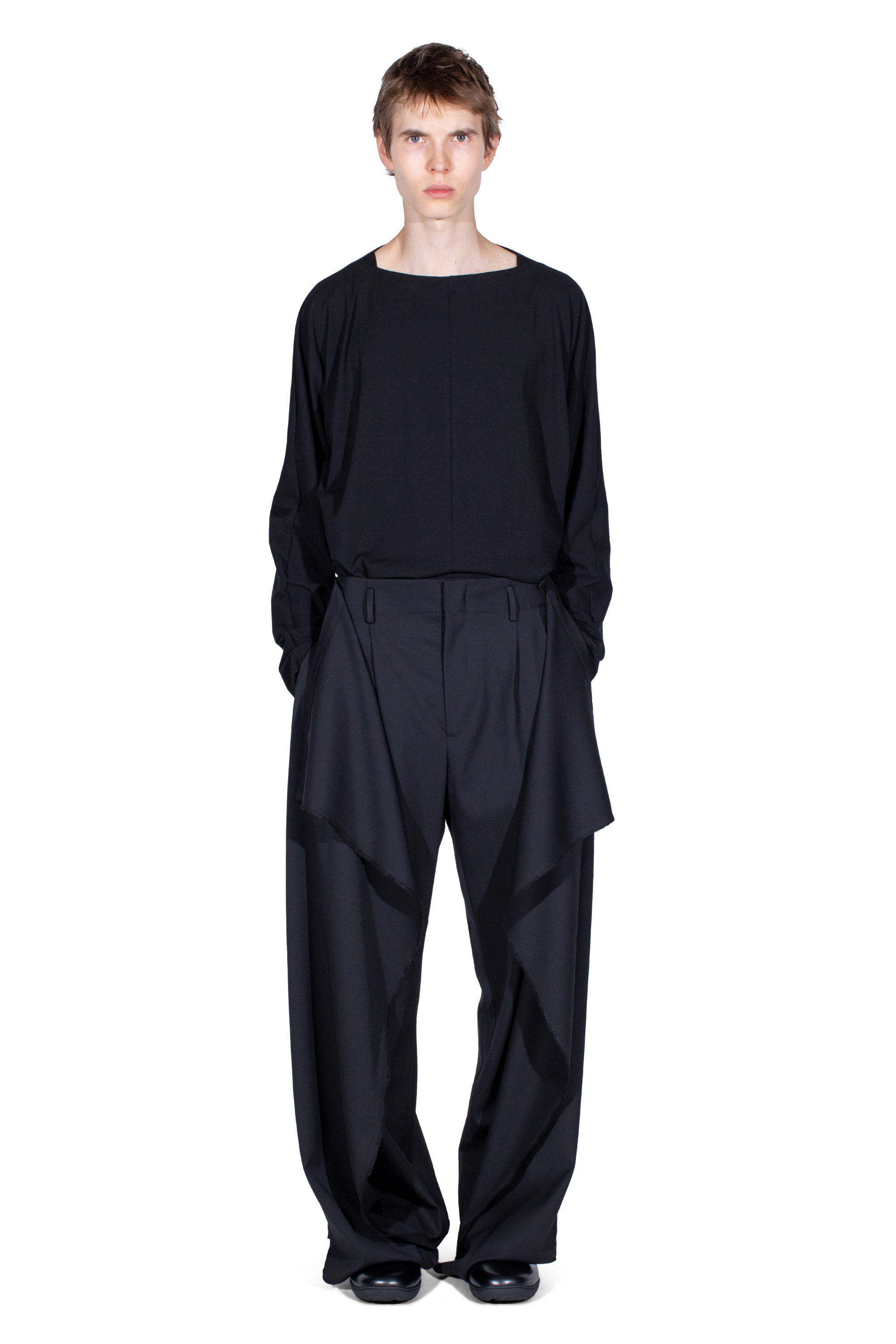 Kiko Kostadinov Bottoms CURSUS Drape Trousers pantalon noir laine