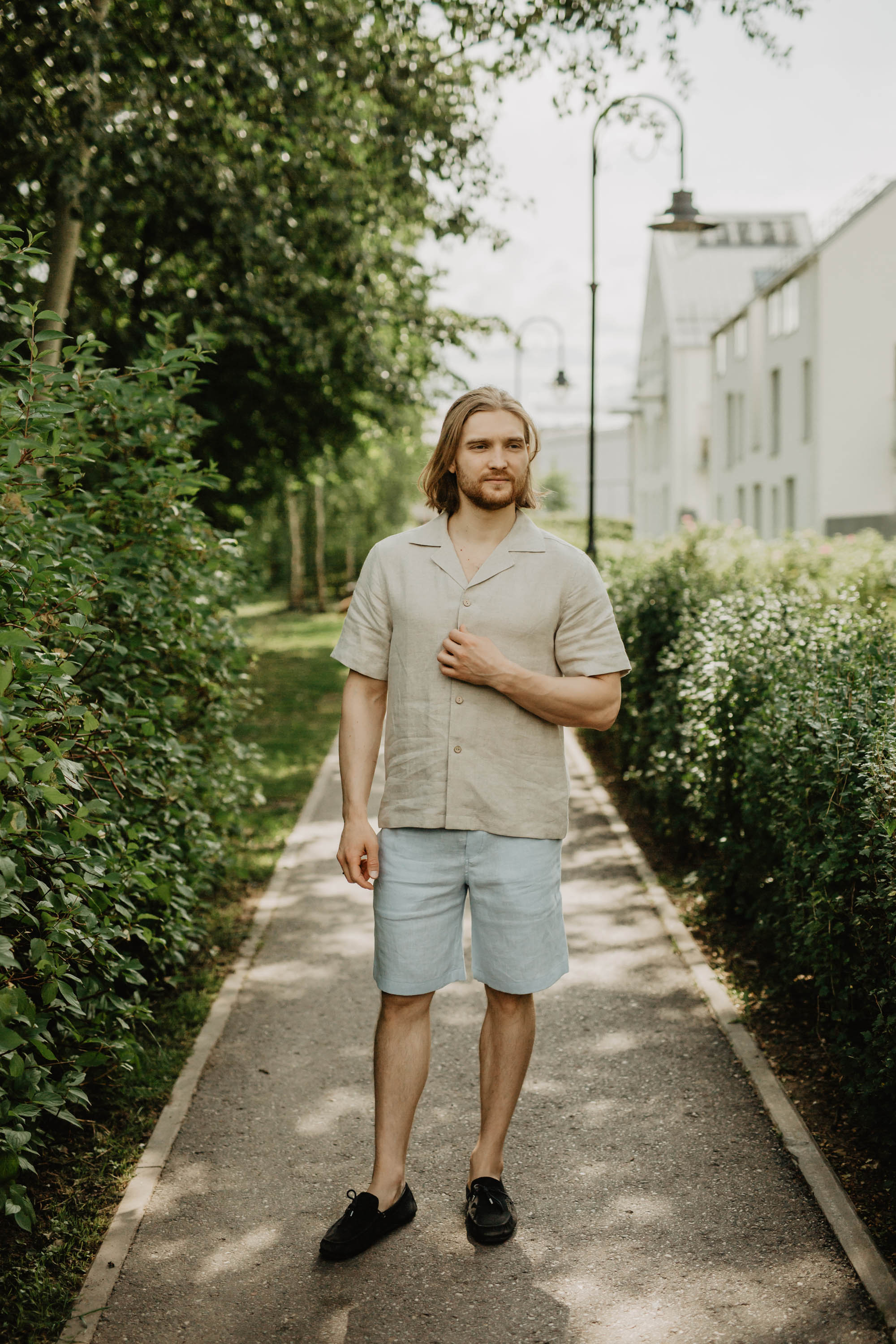 Laumė linen Men's clothing PILĖNAS chemise en lin homme vert forêt