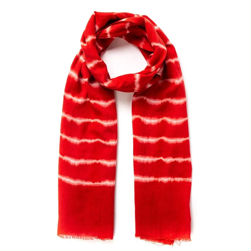 Sourire Multicolore Foulards et Echarpes Foulard rouge tie and dye en coton bio