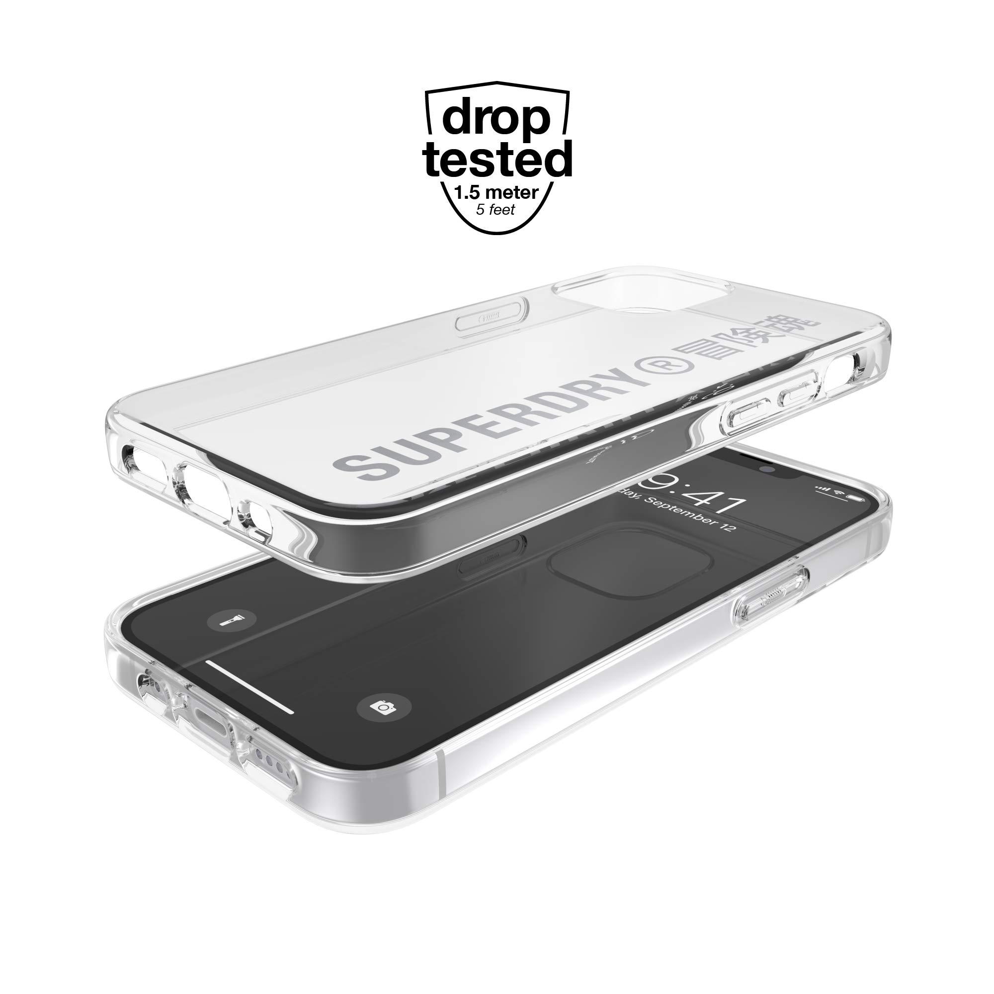 Superdry Coques de Protection Coque iPhone 12 Mini transparente argent