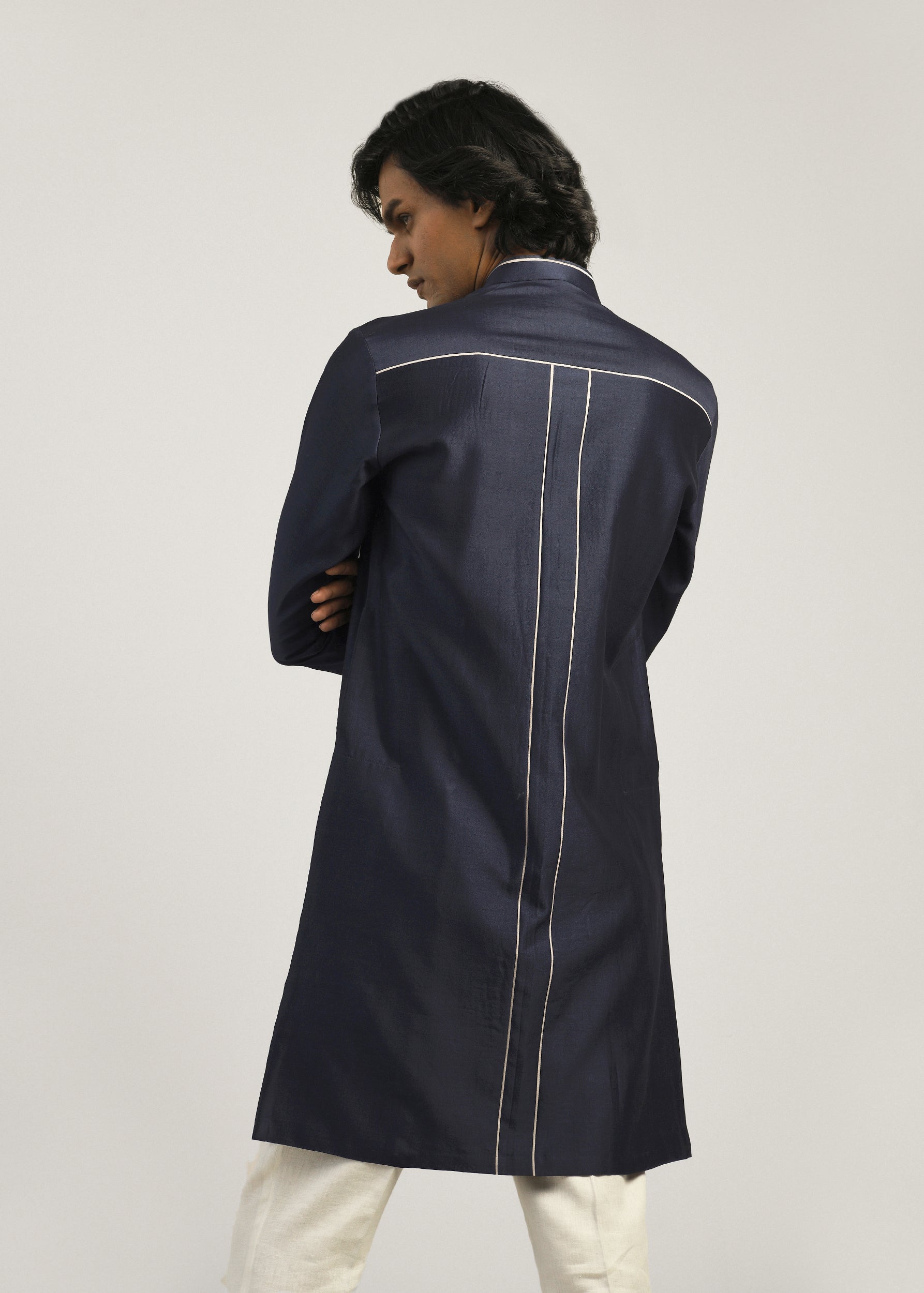COUNTRYMADE Kurtas Patchwork Block Kurta Set ensemble kurta marine coton-soie
