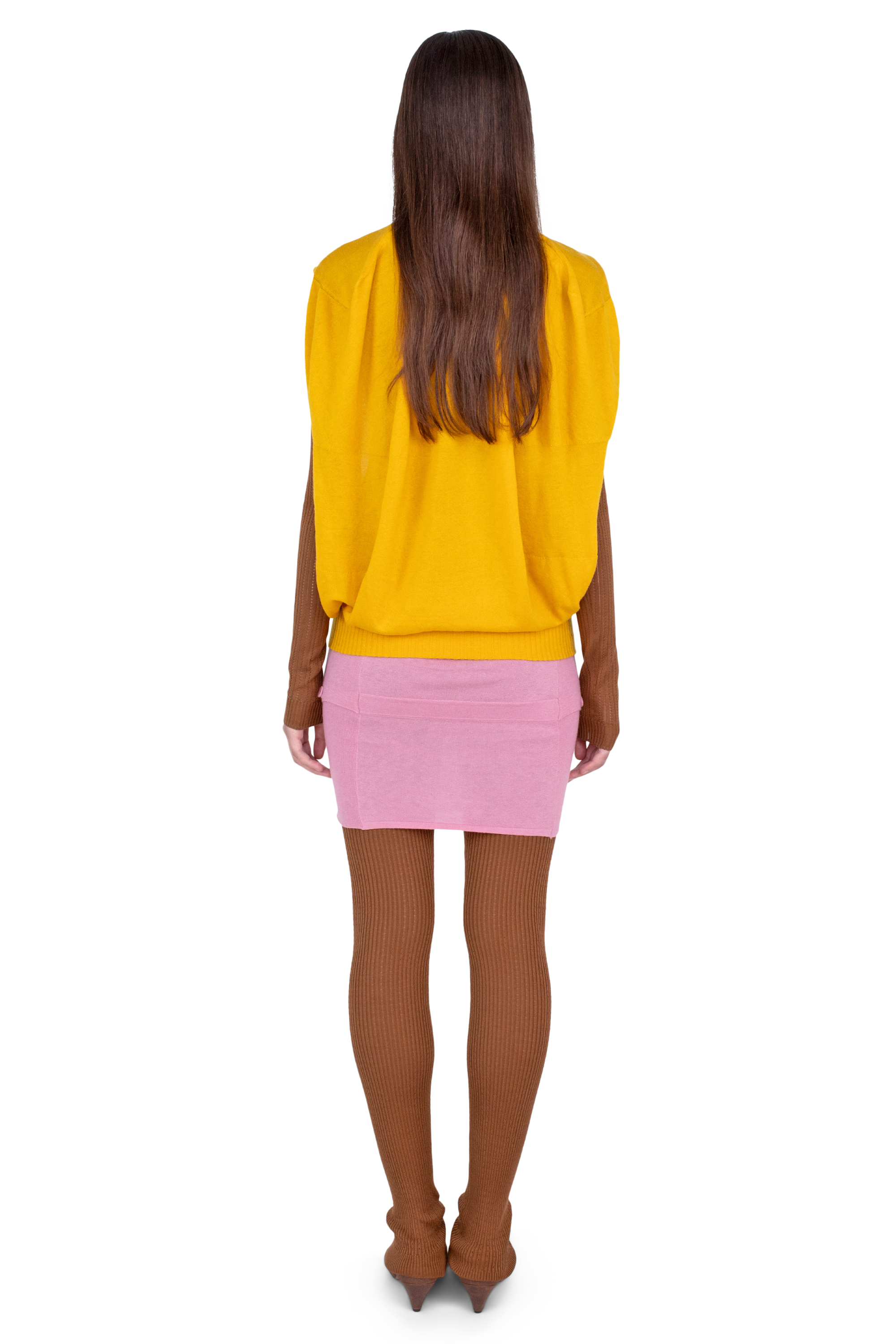 Kiko Kostadinov Knitwear GUILLEMOT Cocoon cardigan jaune et moka en cachemire