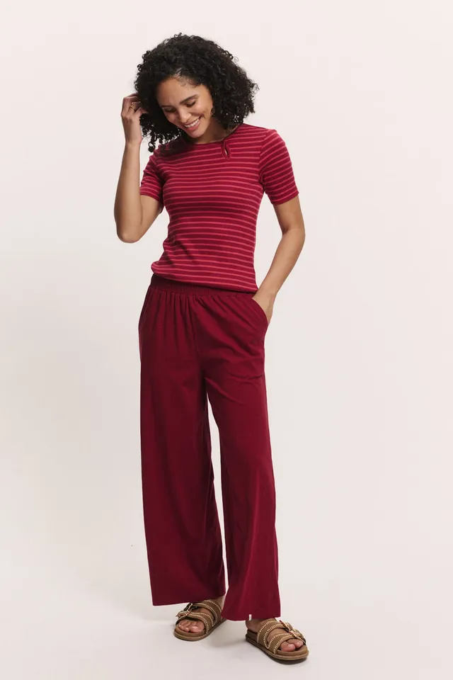 Sourire Multicolore Pantalons Pantalon Lorenaa pantalon rouge coton bio XL