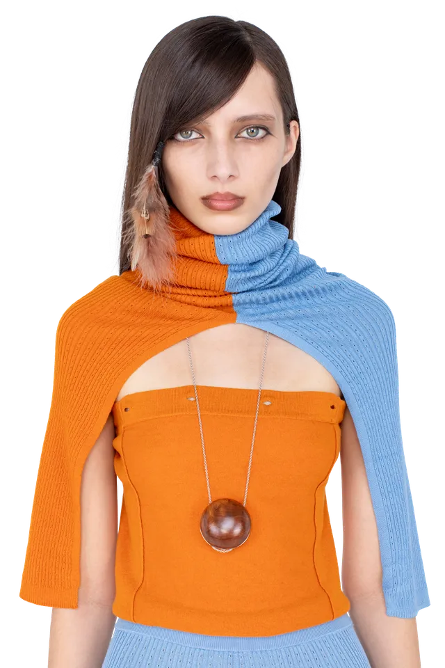 Kiko Kostadinov Accessories GREBE Scarf écharpe Persimmon Orange Blue Lake multi-usage