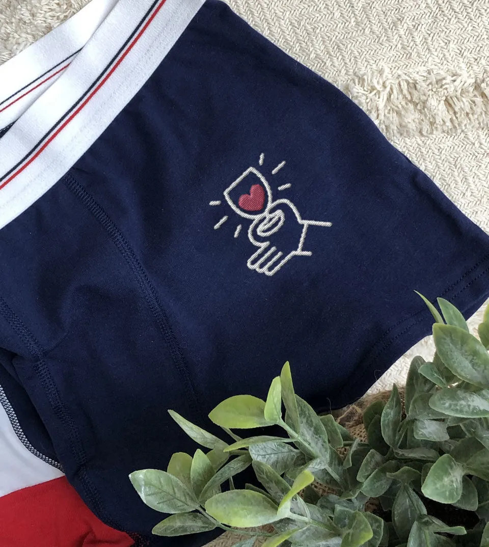 Juste Un T-shirt Boxers Cœur Rouge boxer brodé