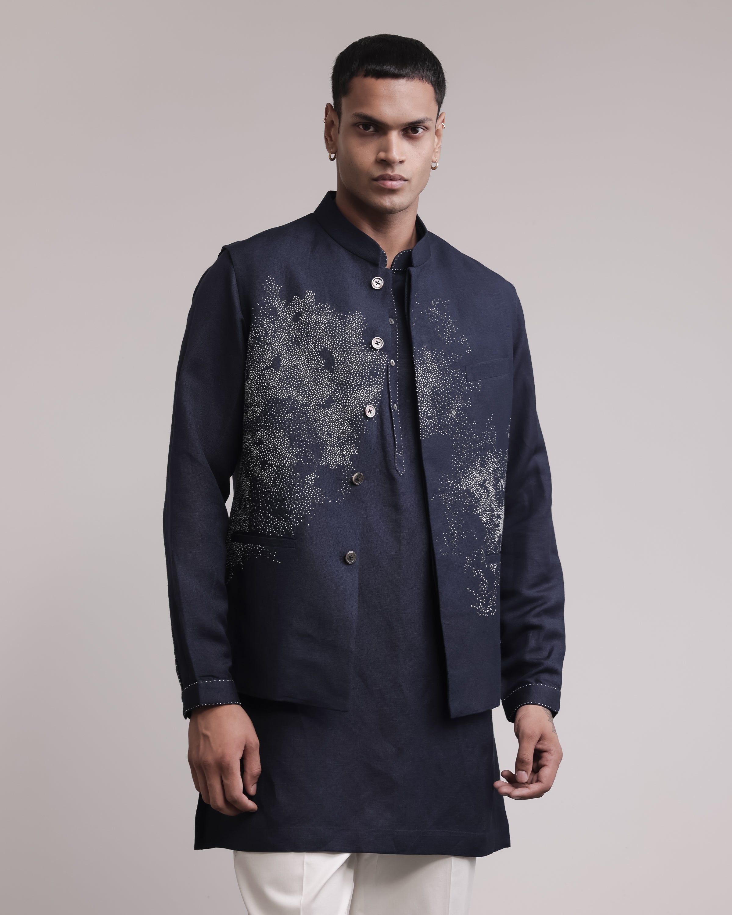 COUNTRYMADE Nehru Jackets Residual Bundi Set ensemble bundi kurta pantalon brodé
