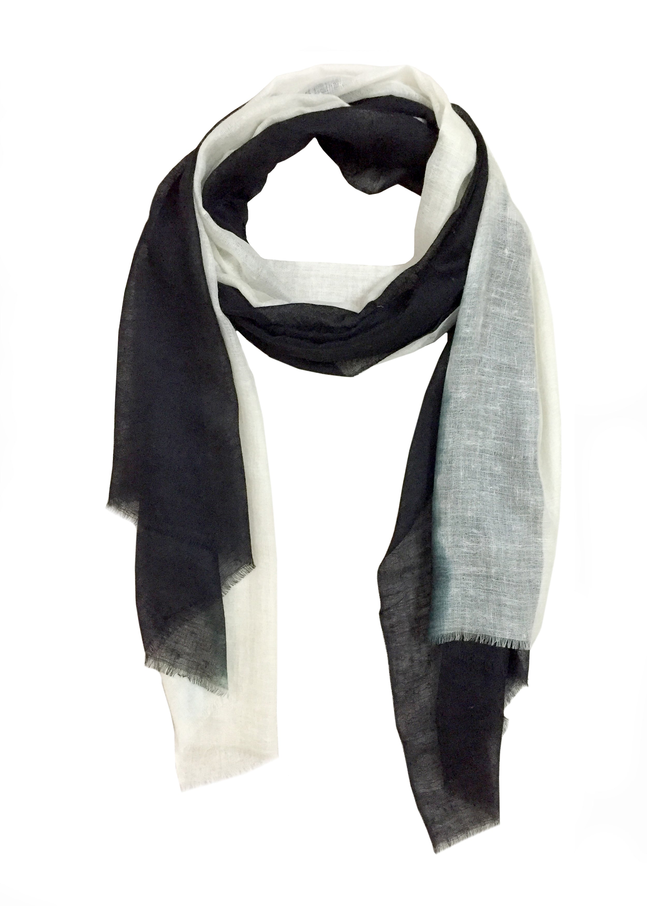 COUNTRYMADE Accessories Black & Ecru Ombre Scarf écharpe cachemire 70 x 200 cm