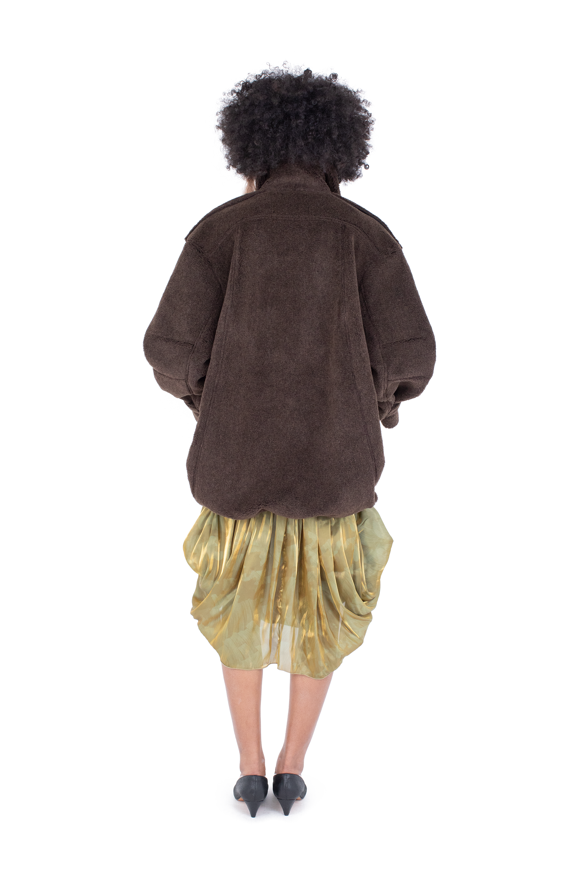 Kiko Kostadinov Outerwear WREN Pleated Coat manteau taupe oversize en laine