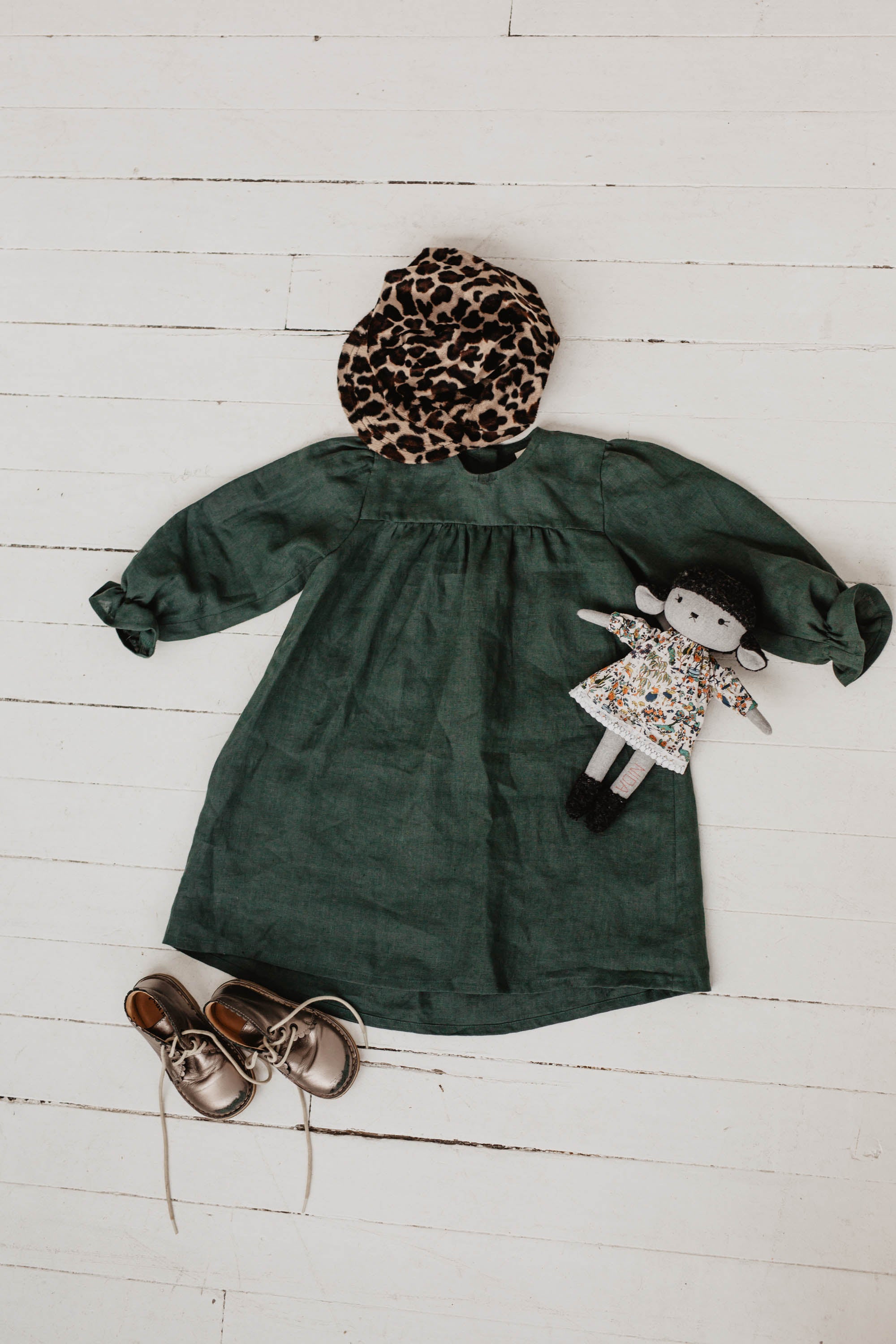 Laumė linen Kids Clothing ŽEMYNA robe fille en lin carreaux verts