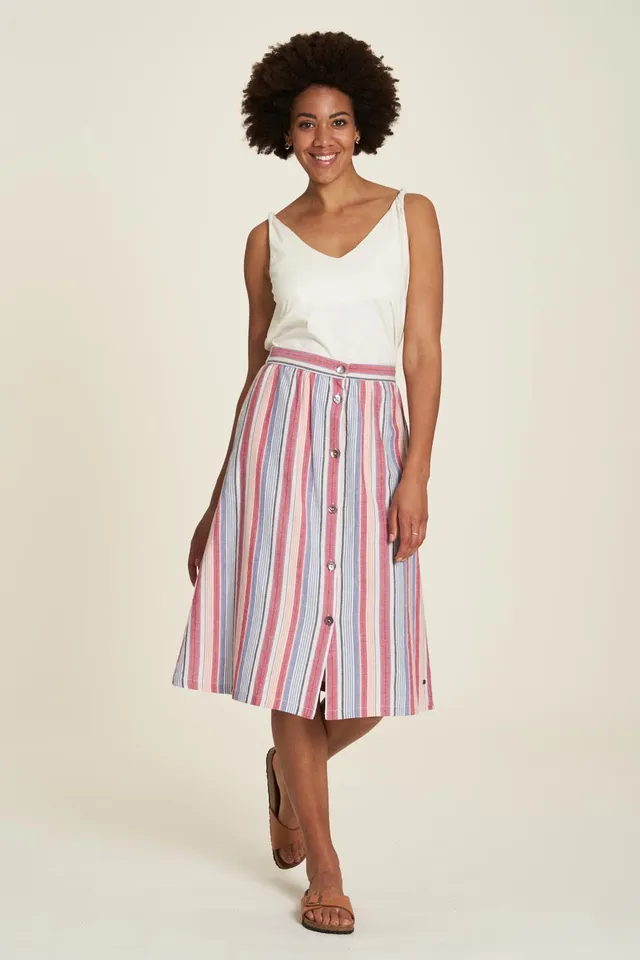 Sourire Multicolore Jupes jupe rayures en coton bio midi évasée