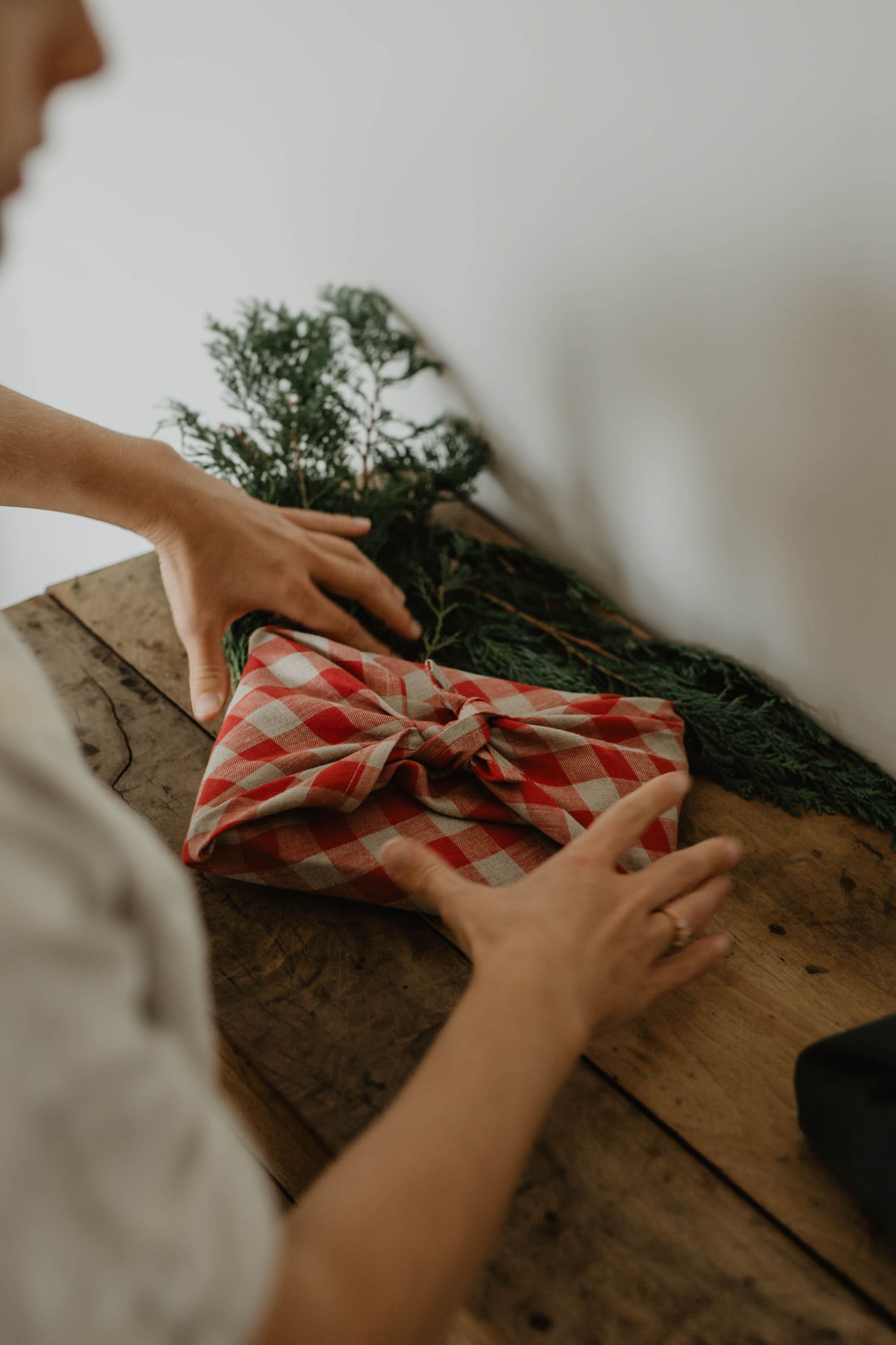 Laumė linen Christmas Linen furoshiki en lin réutilisable