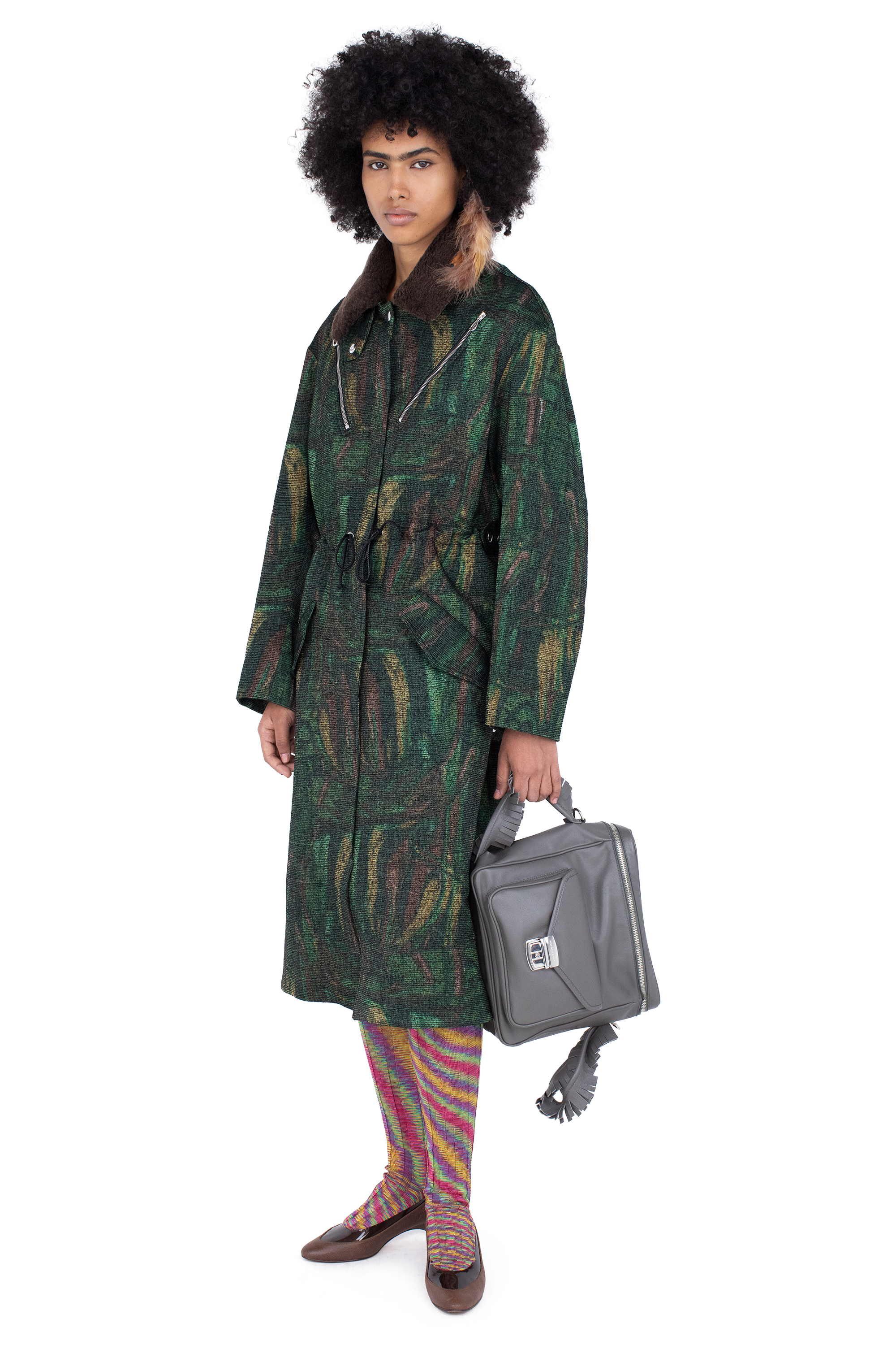 Kiko Kostadinov Outerwear OSPREY manteau imprimé plumes, taille réglable