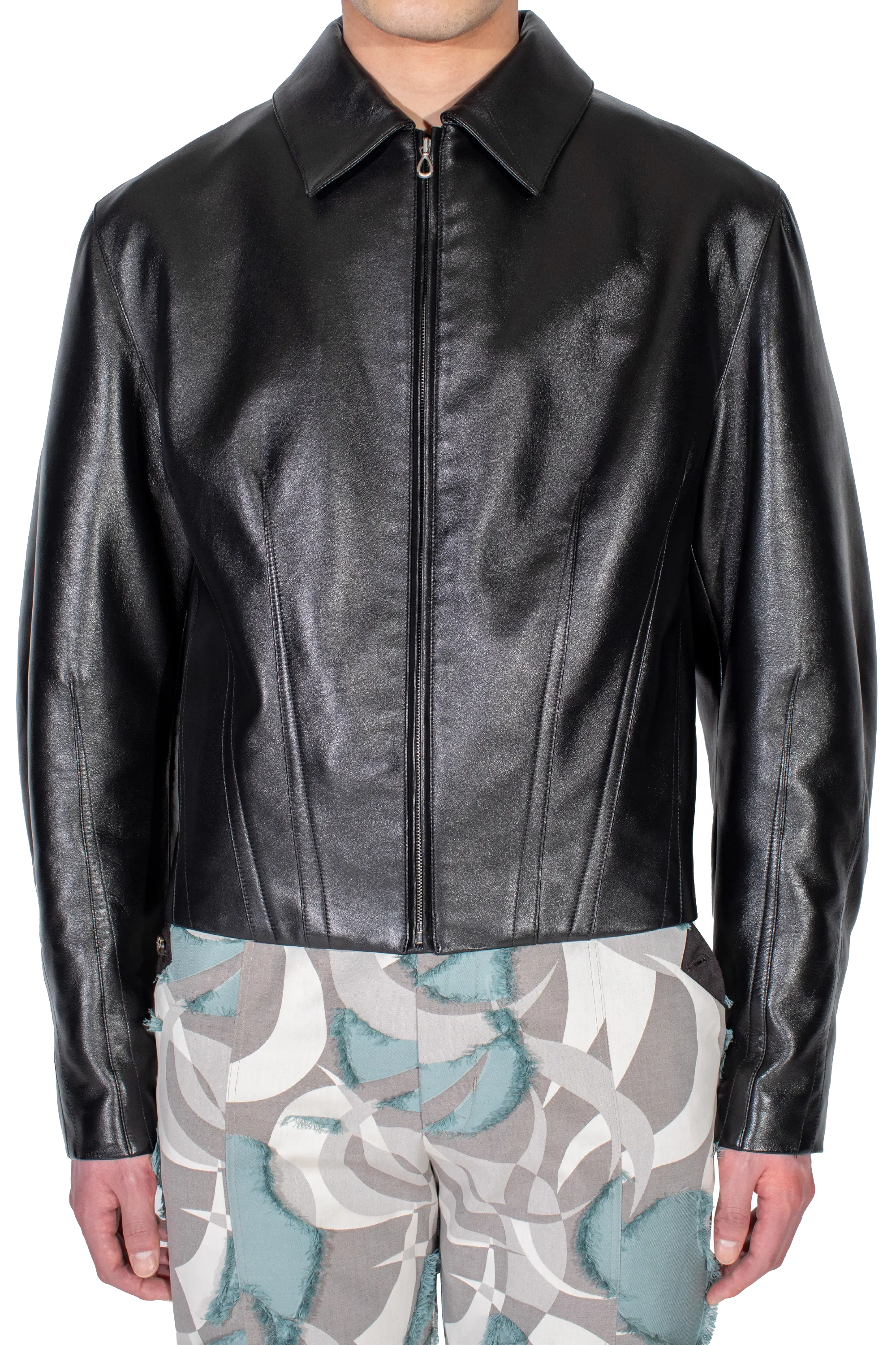Kiko Kostadinov Outerwear LUR Leather Jacket veste Smokey Black cuir