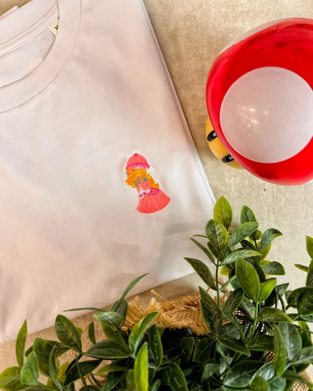 Juste Un T-shirt T-shirts Brodés Peach t-shirt brodé coton biologique